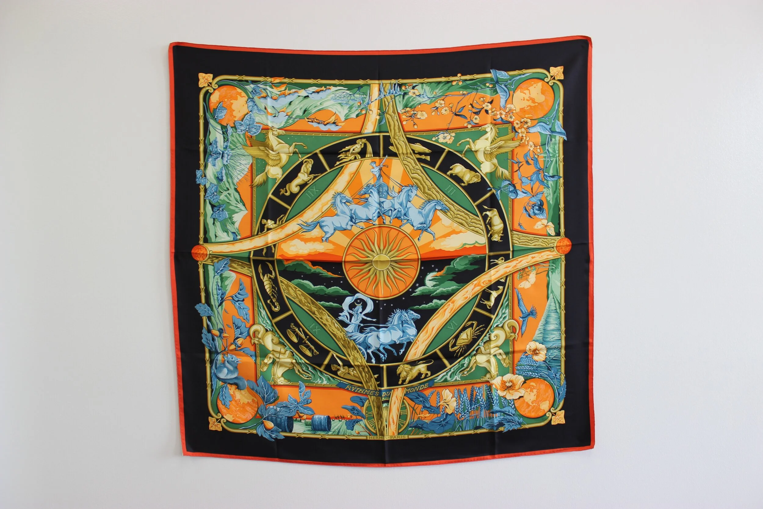 #0398 Hermès Silk "Ryihmes Du Monde" Scarf
