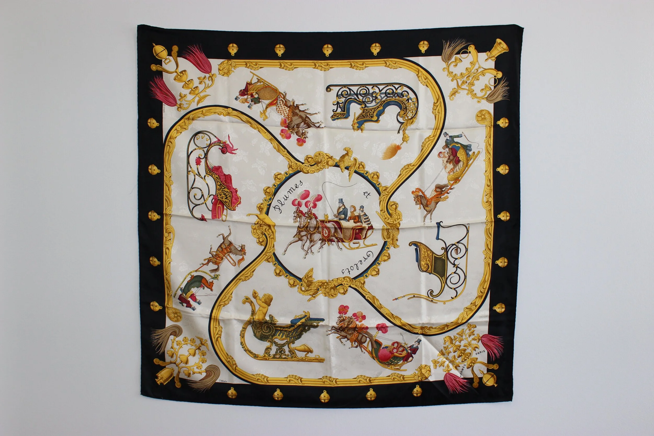 #0365 Hermès Silk "Plumes et Grelots" Scarf