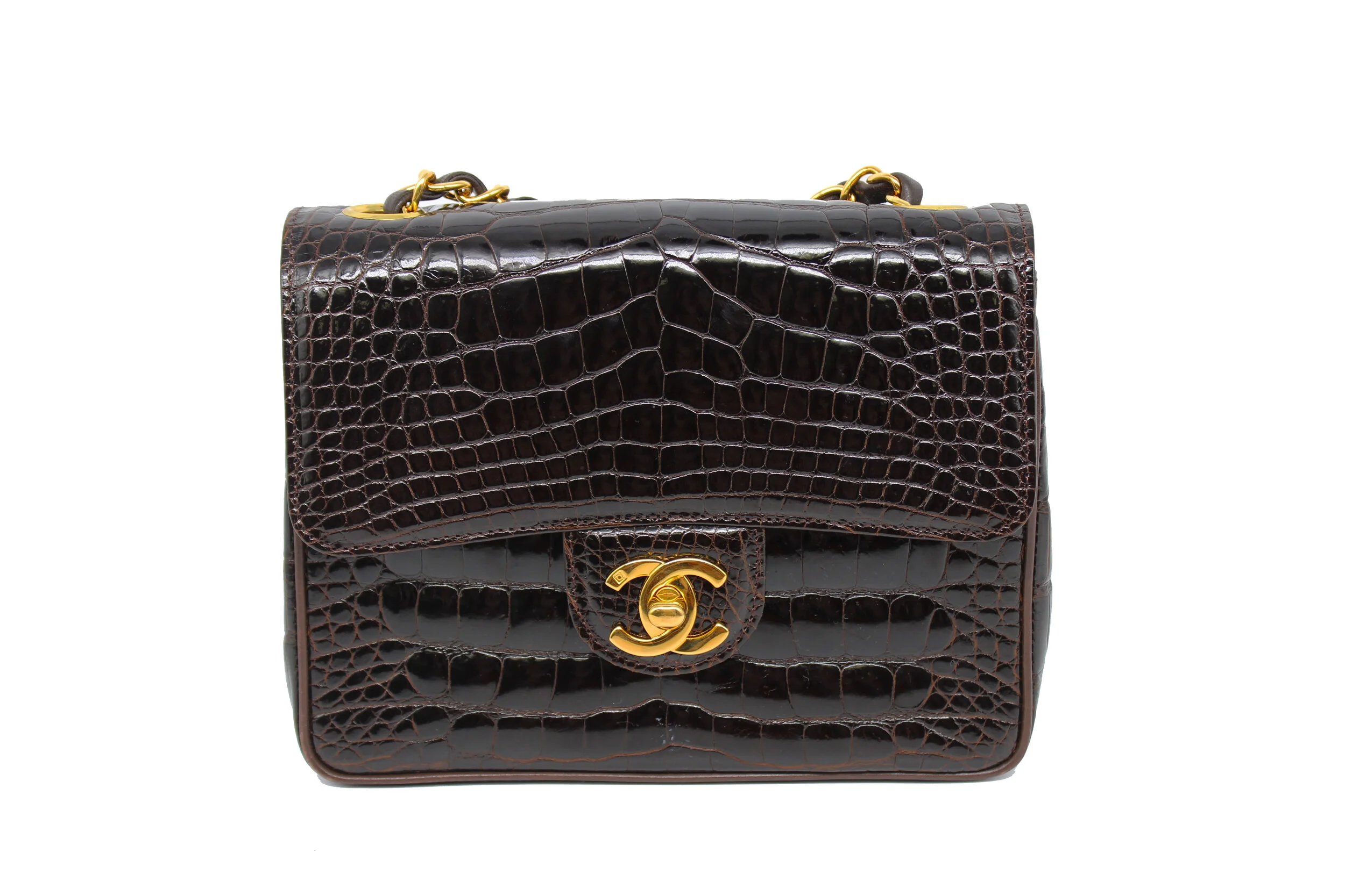 Chanel Mini Classic Flap in Brown Alligator