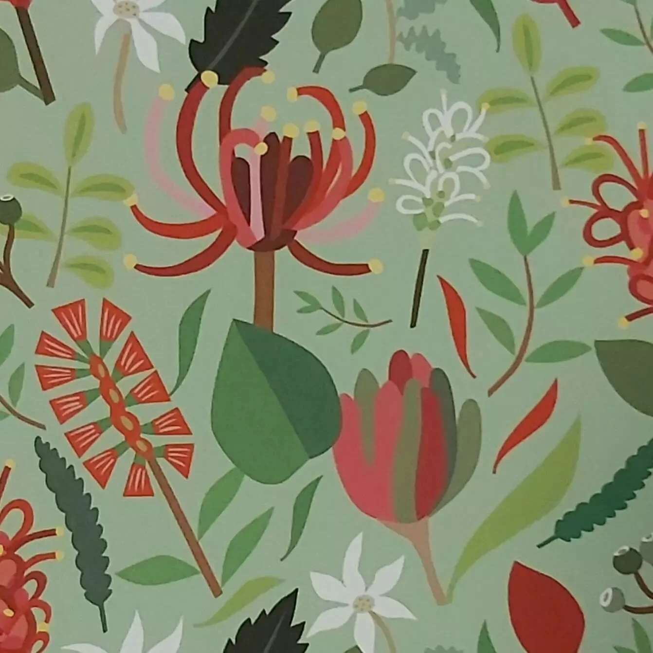 One of my Christmas wrapping paper designs for 2022. It willl be available at the upcoming Umbrella Studio's Christmas market in early December. #christmasiscoming #christmasbushflora #wrappingpaperdesign #umbrellastudio #surfacepatterndesign #townsv