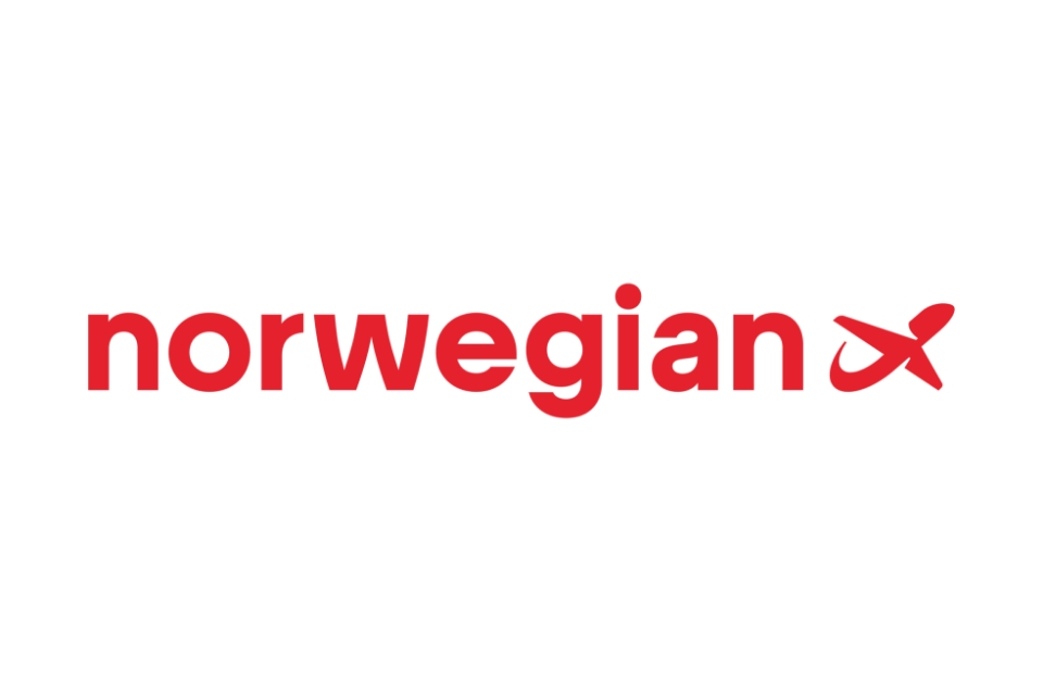 The Norwegian logo in red text with a stylized airplane icon to the right.
