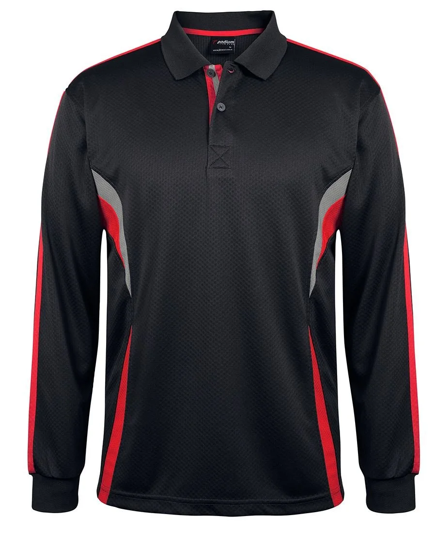 PODIUM L/S COOL POLO - 7CLP Red Front View