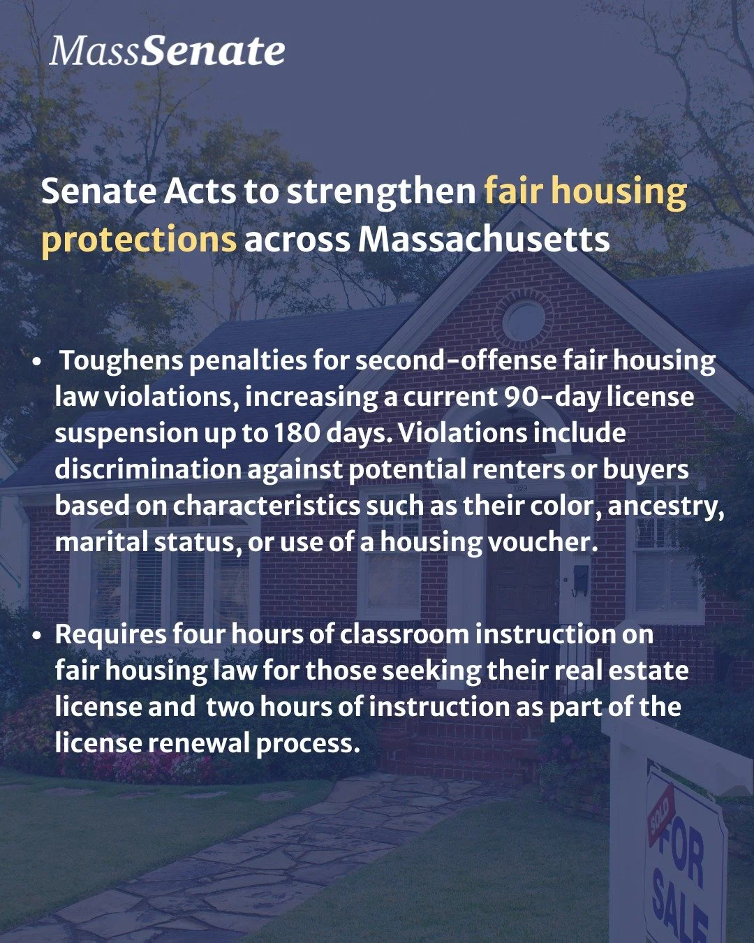 Senate Acts to Strengthen Fair Housing Protections Across Massachusetts