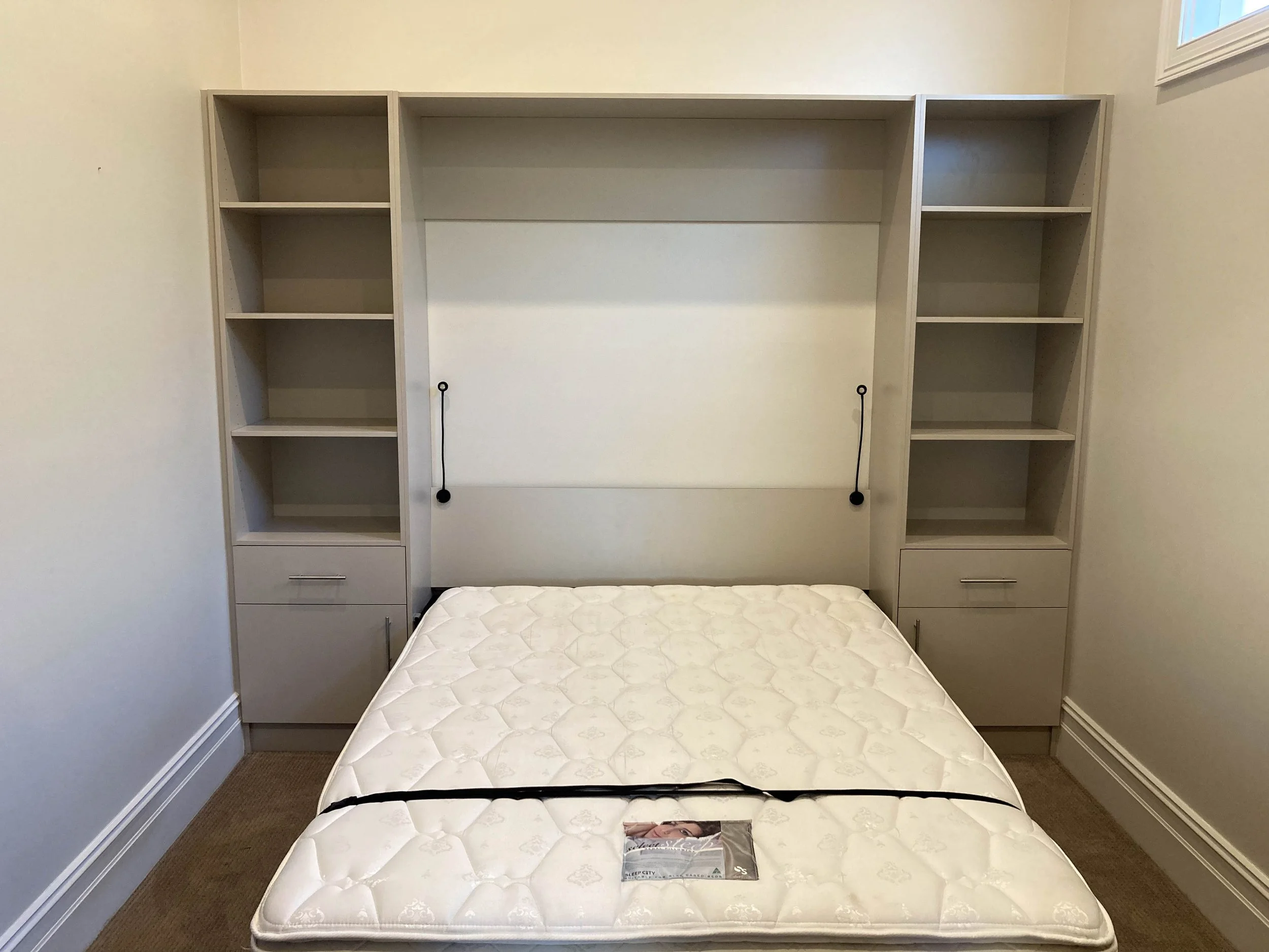 Alpha bed drawer cupboard storage open