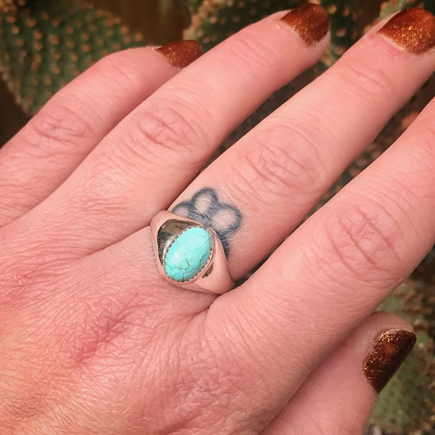 Less is more with this simple custom ring, showcasing a beautiful piece of turquoise. I'm always happy to create pieces like this - get in touch if you'd like something similar.