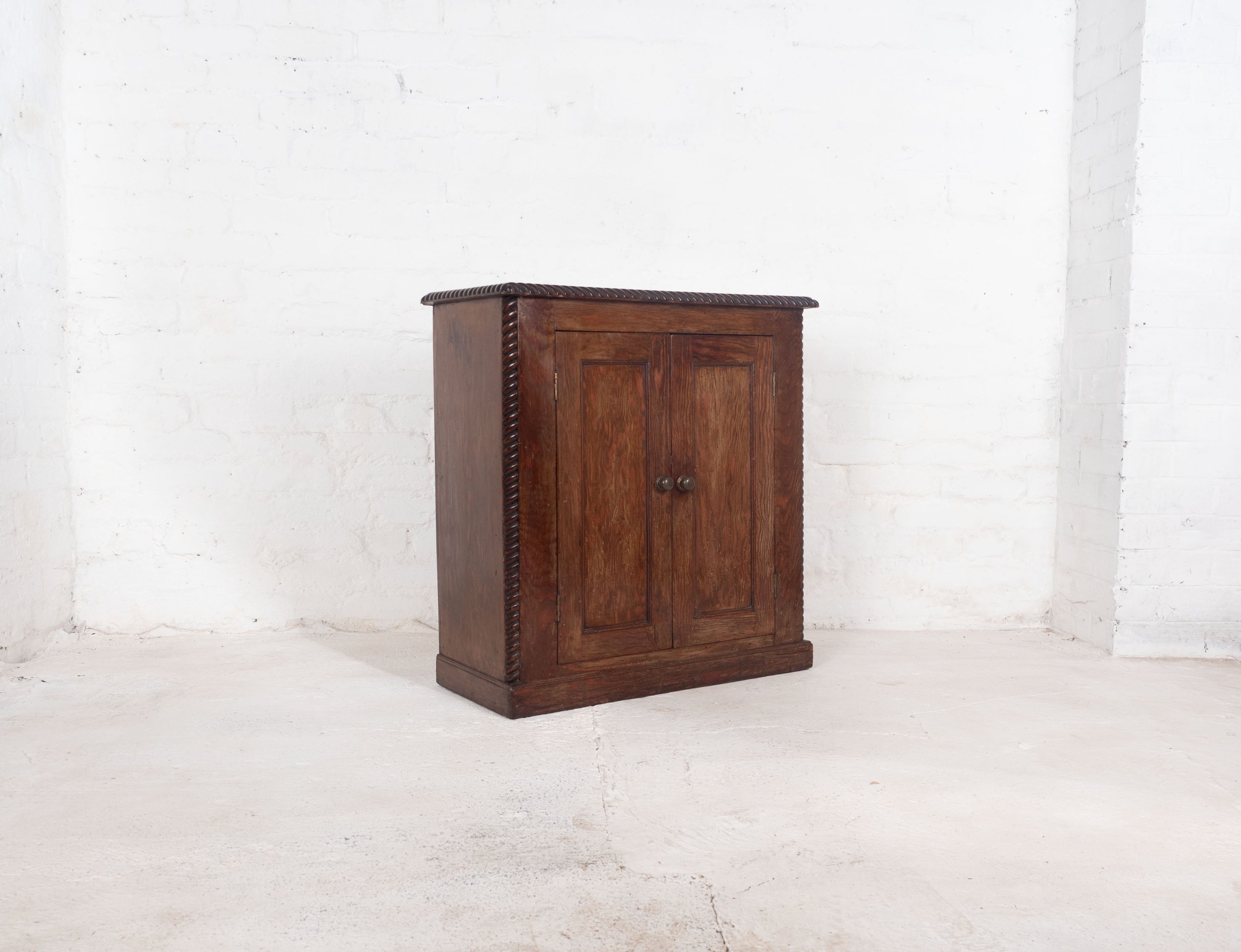 Antique Pine Rope Carved Cupboard