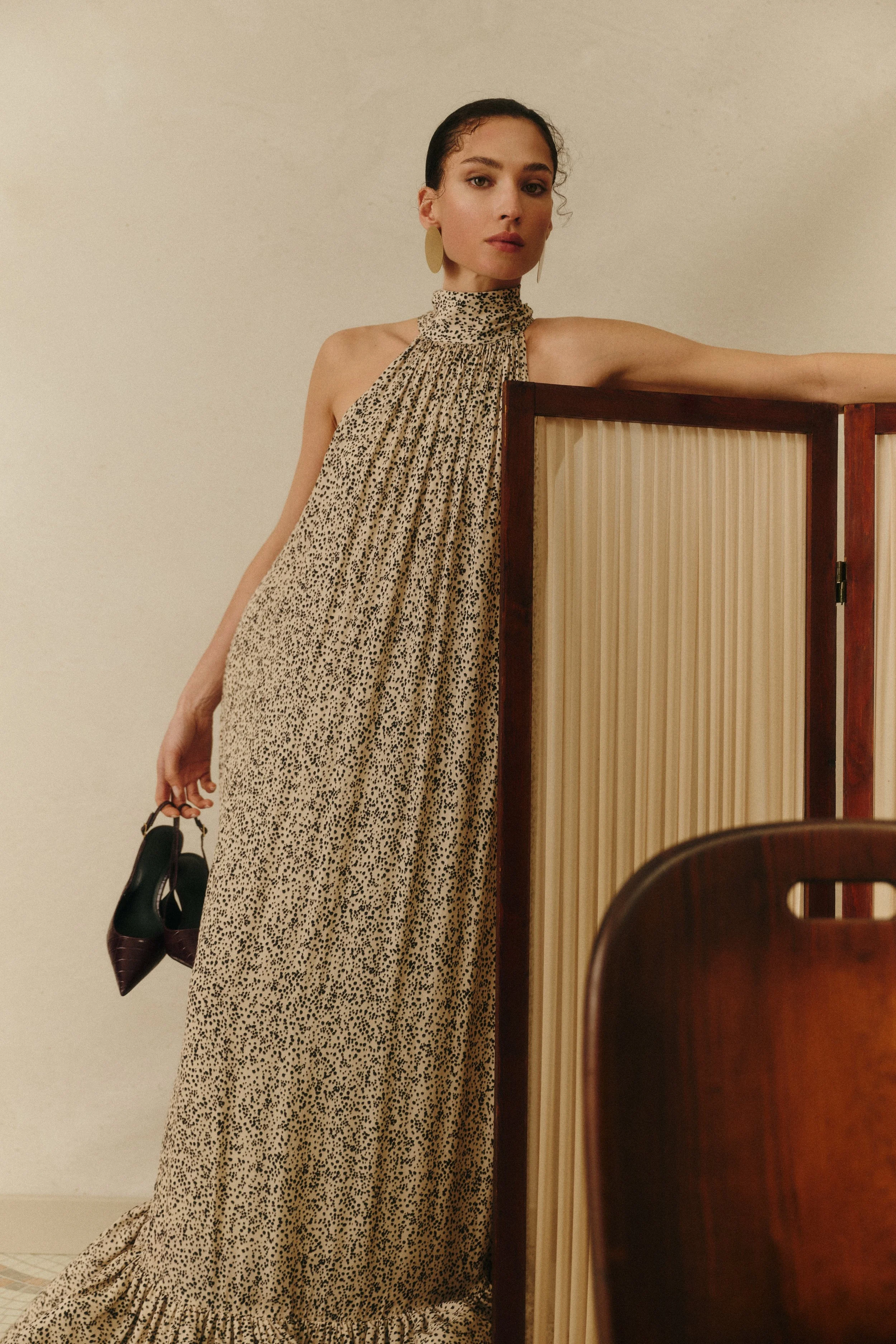 Lykke Halterneck Ruffled Maxi Dress, Shaded Dot - kopia.jpg