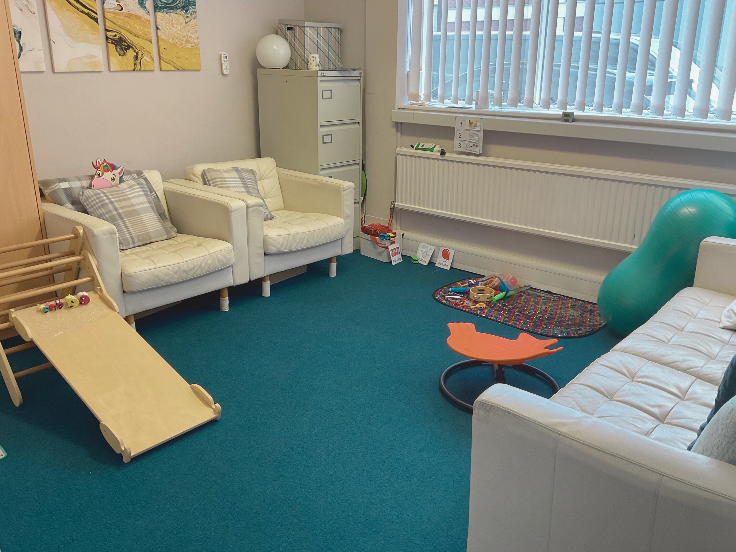 inside the chattercubs clinic. Equipment is plan and prepared to suit your child's speech therapy session