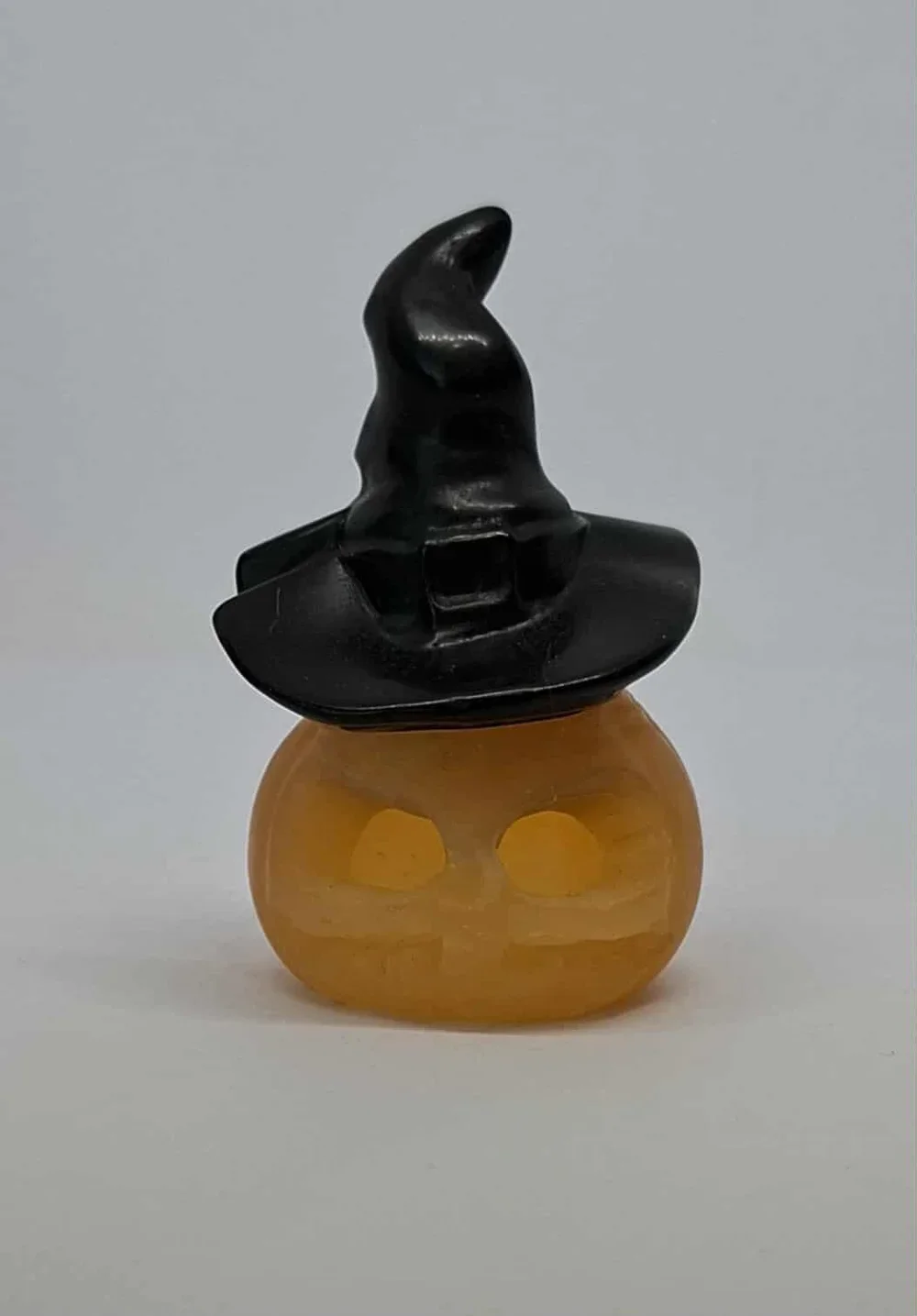 Orange Calcite & Black Obsidian Pumpkin