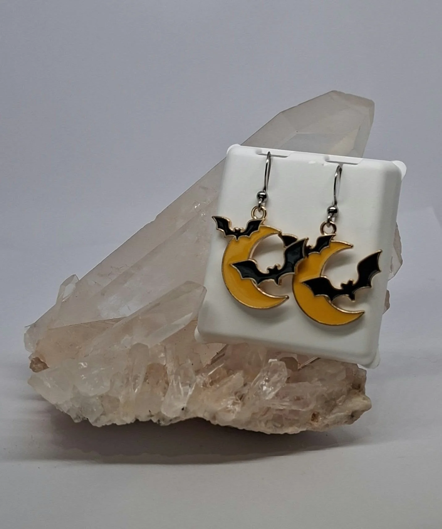 Yellow Moon and Bat earrings