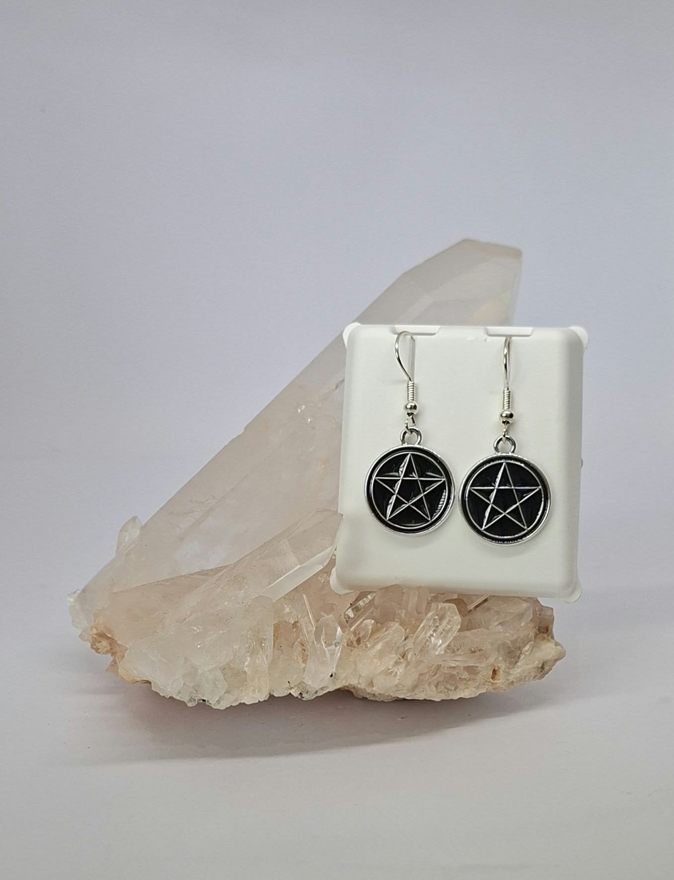 Pentacle enamel earrings
