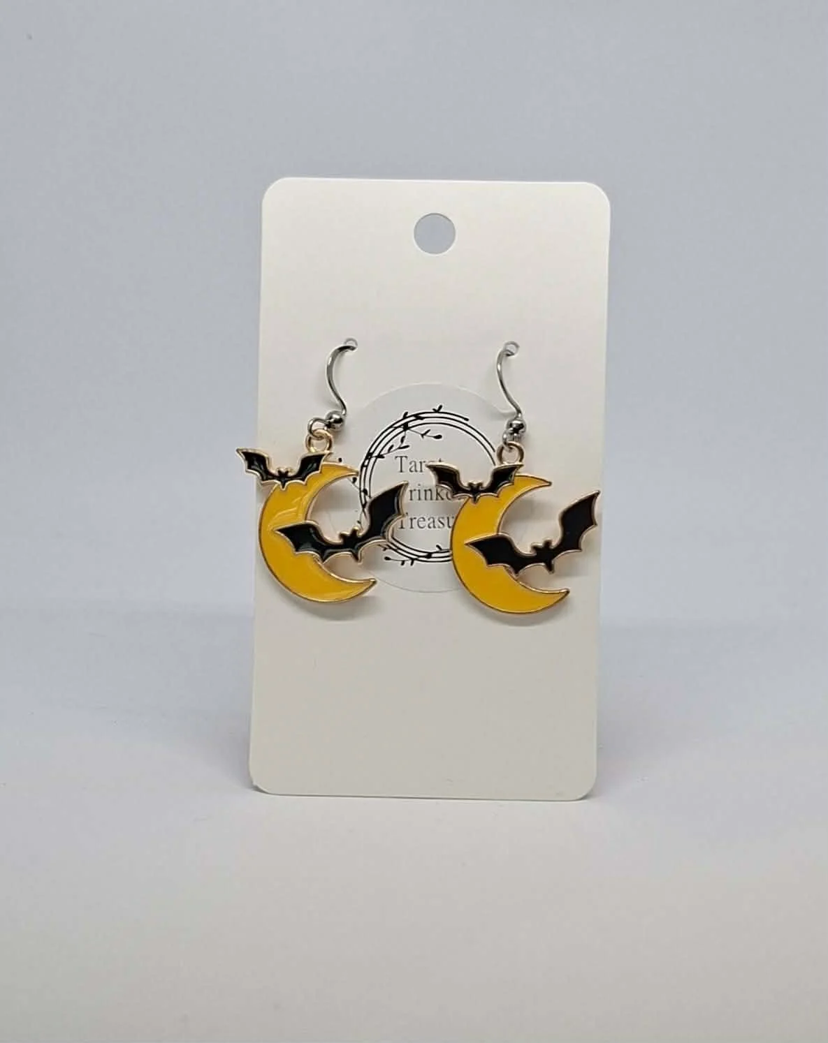 Yellow Moon and Bat earrings