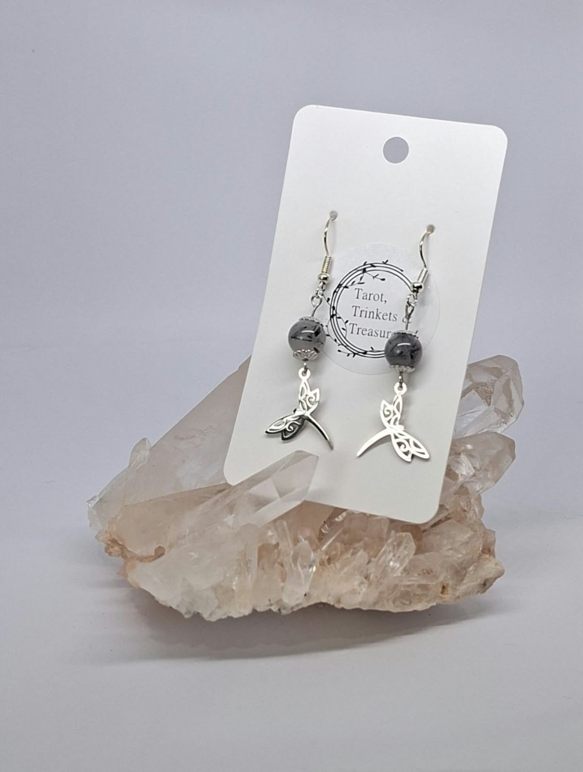 Tourmalated Quartz Dragonfly earrings