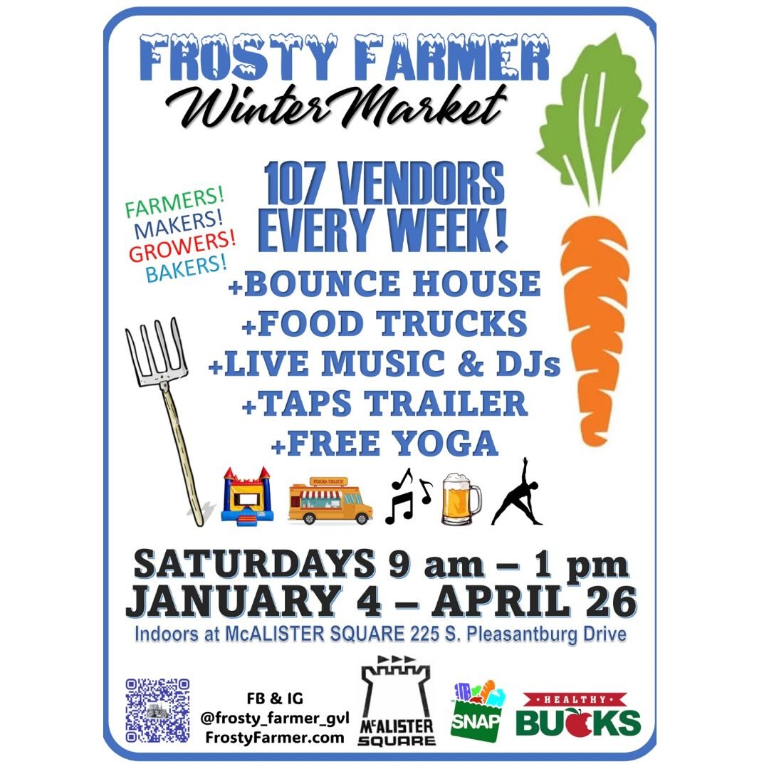 We are @frosty_farmer_gvl this Saturday 9-1. It has been a crazy couple of weeks for us over here but we made it in to our new kitchen! Now if I could just figure out my new oven! @rackmaster_oven_usa We hope to see Saturday! #frostyfarmerdotcom #vin