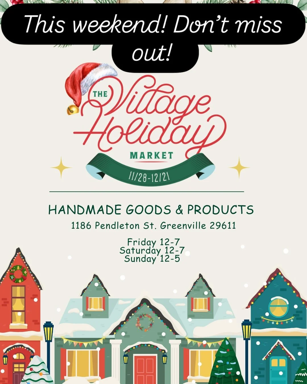 Come see us for the last weekend of The Village Holiday Market @villagewgvl Friday, Saturday and Sunday starting at 12. We will have fresh baked goodies for you or for gifting. Finish your holiday shopping with us and all the other great vendors!
