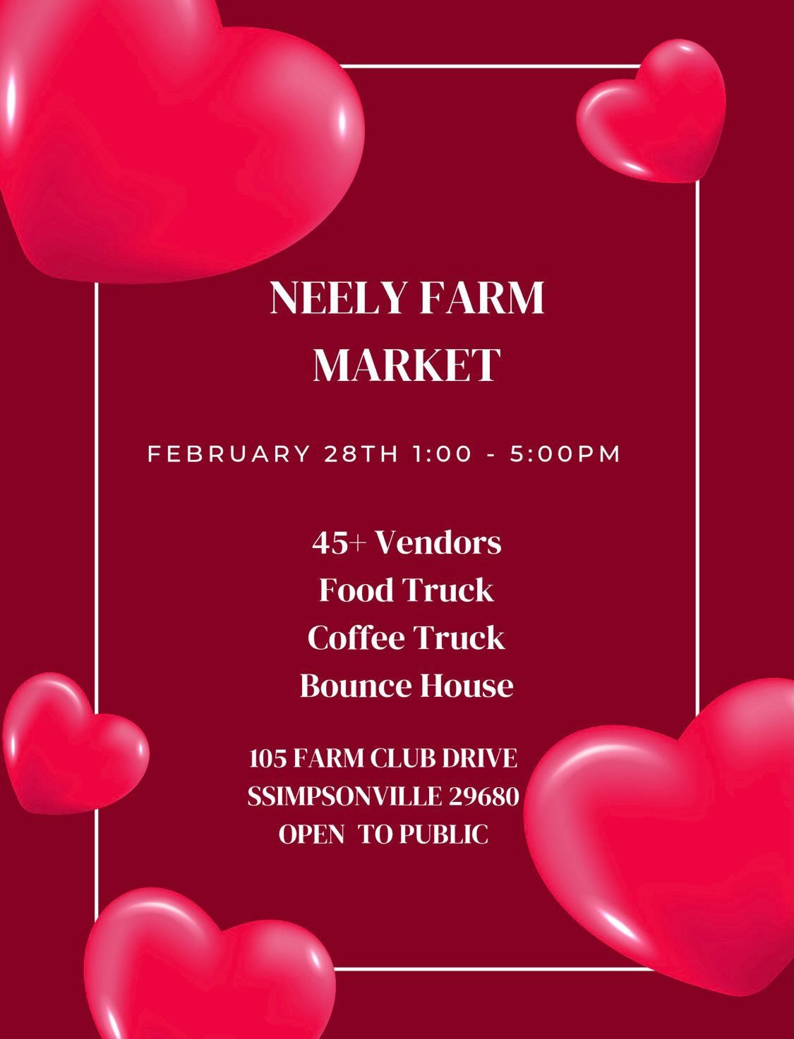 Come see us tomorrow! 1-5 at the Neely Farm Market.