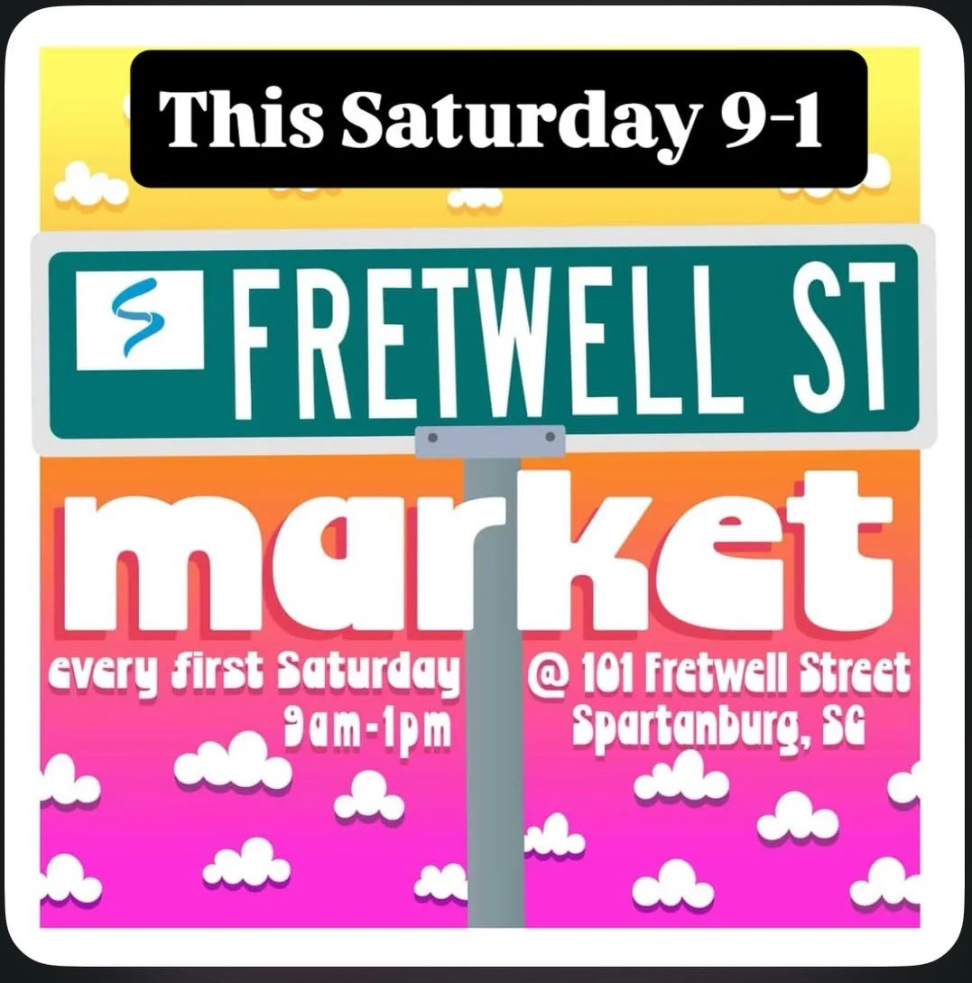We are excited to be back in Spartanburg! Come see us Saturday @fretwellmarket 9-1.