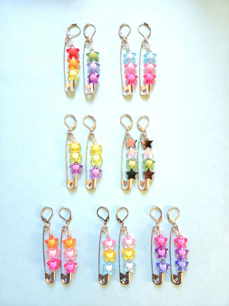 cute queer pride star earrings/mask charms