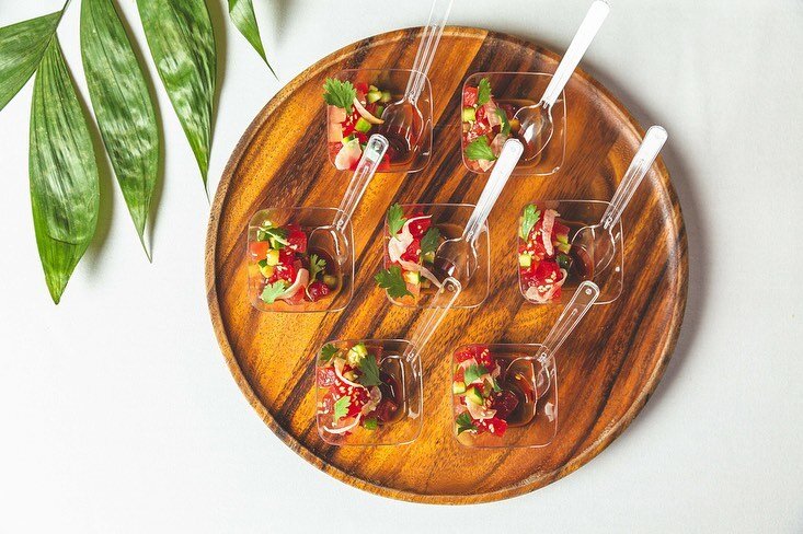 Vegetarian with pizzazz! Recent work for @undertheoakcatering has me wanting to throw a party and eat this deliciousness: Watermelon Poke and Smoked Carrots.