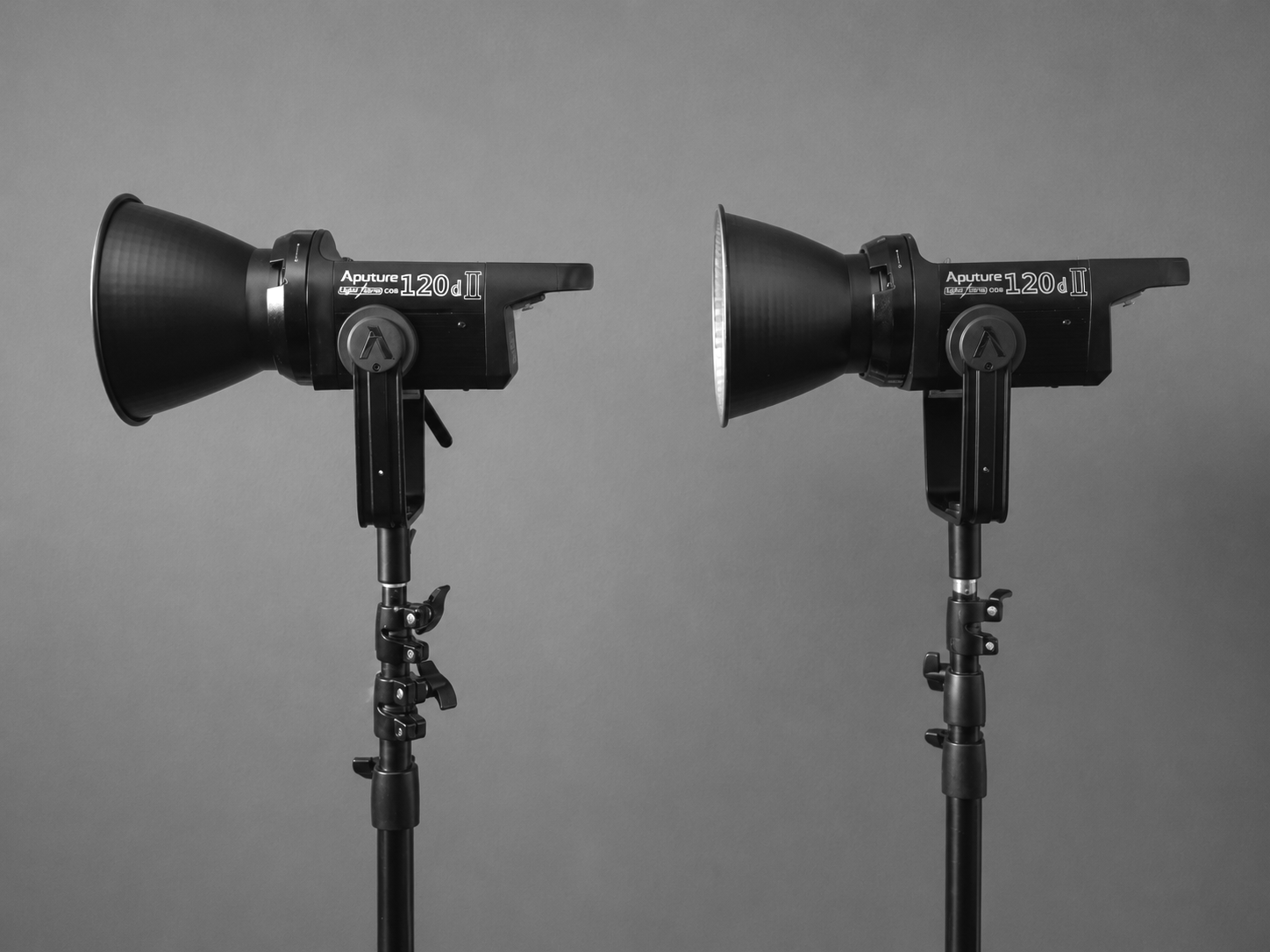 Two Aputure 120d II LED lights with reflectors available for rental in Nuuk, Greenland.