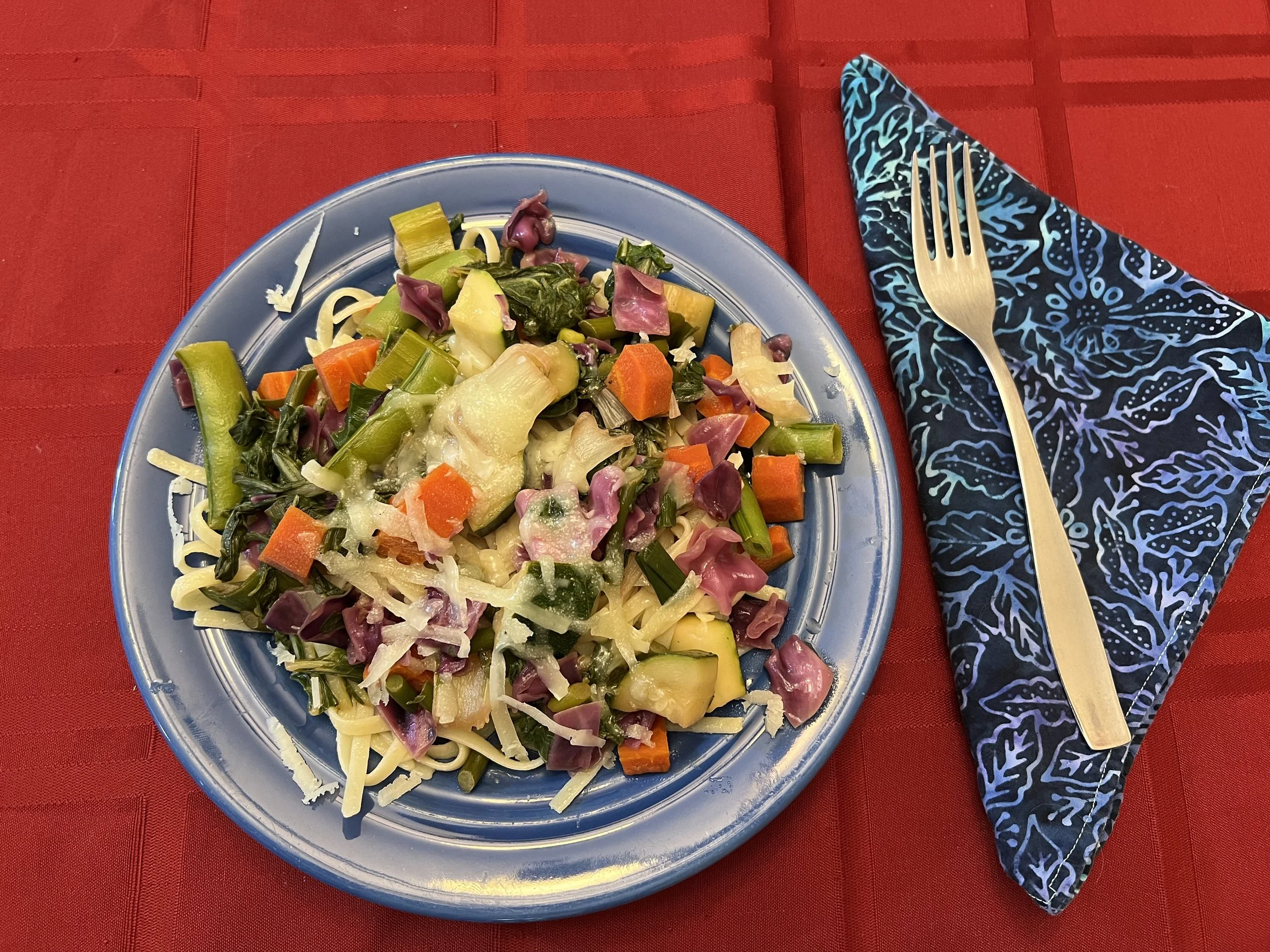 Ponzu Vegetable Stir-Fry over Linguine