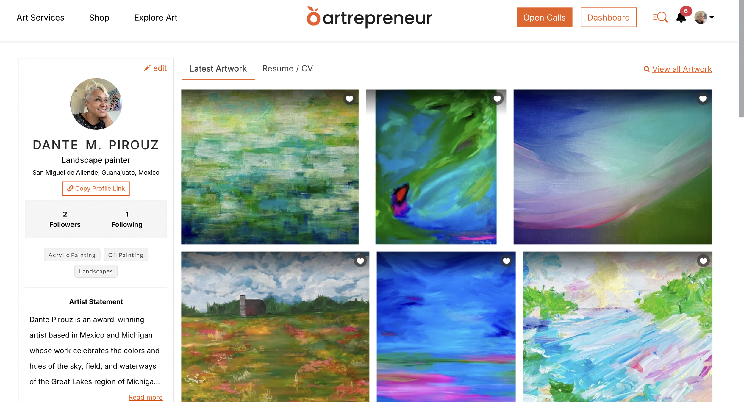 Artist Dante M. Pirouz Named a “Curated Favorite” by Curators at Artpreneur.com
