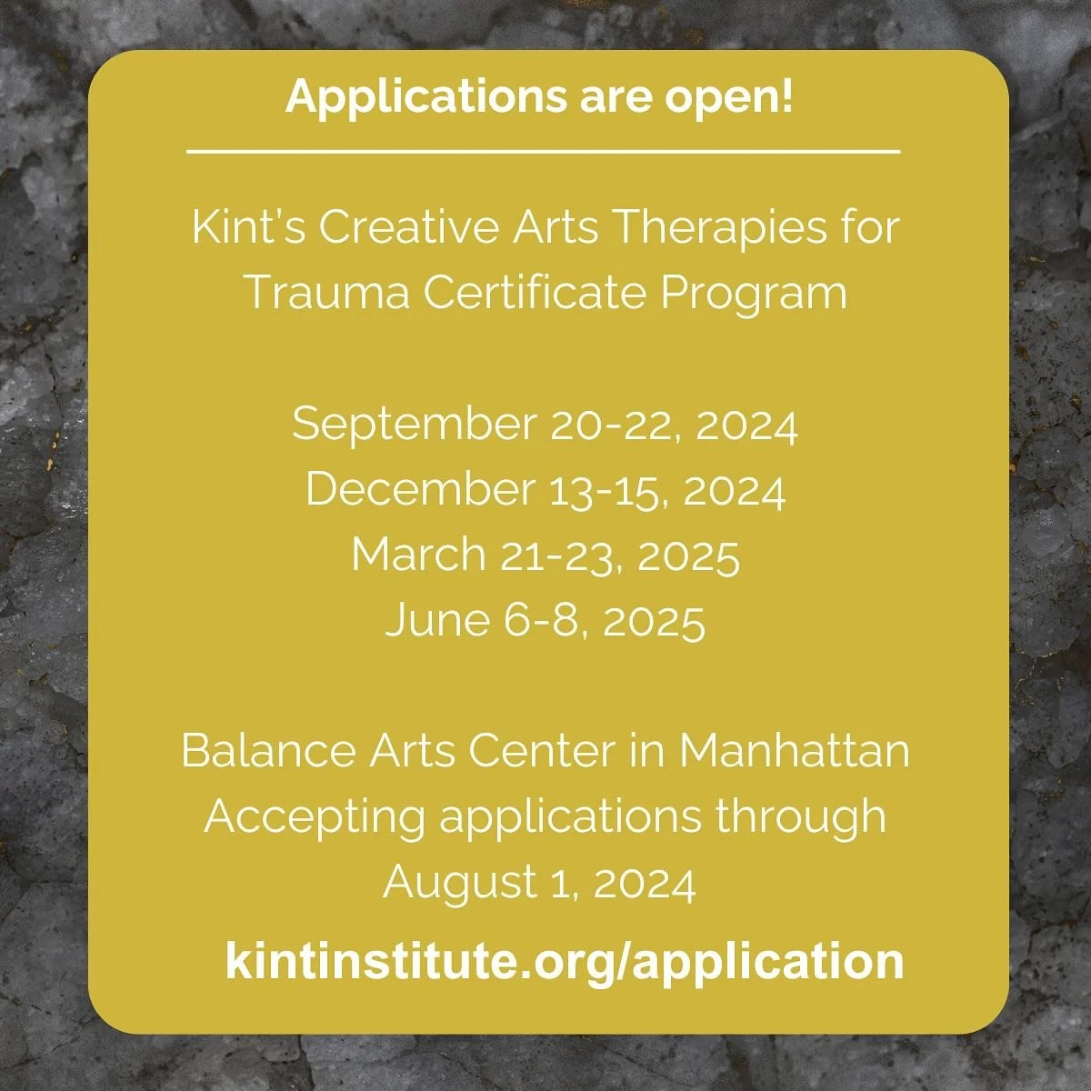 It&rsquo;s that time again! Join other motivated clinicians to explore trauma work at a deeper level through the arts. As a former student and current faculty member, I can say from both sides that this program has created a unique community with eac