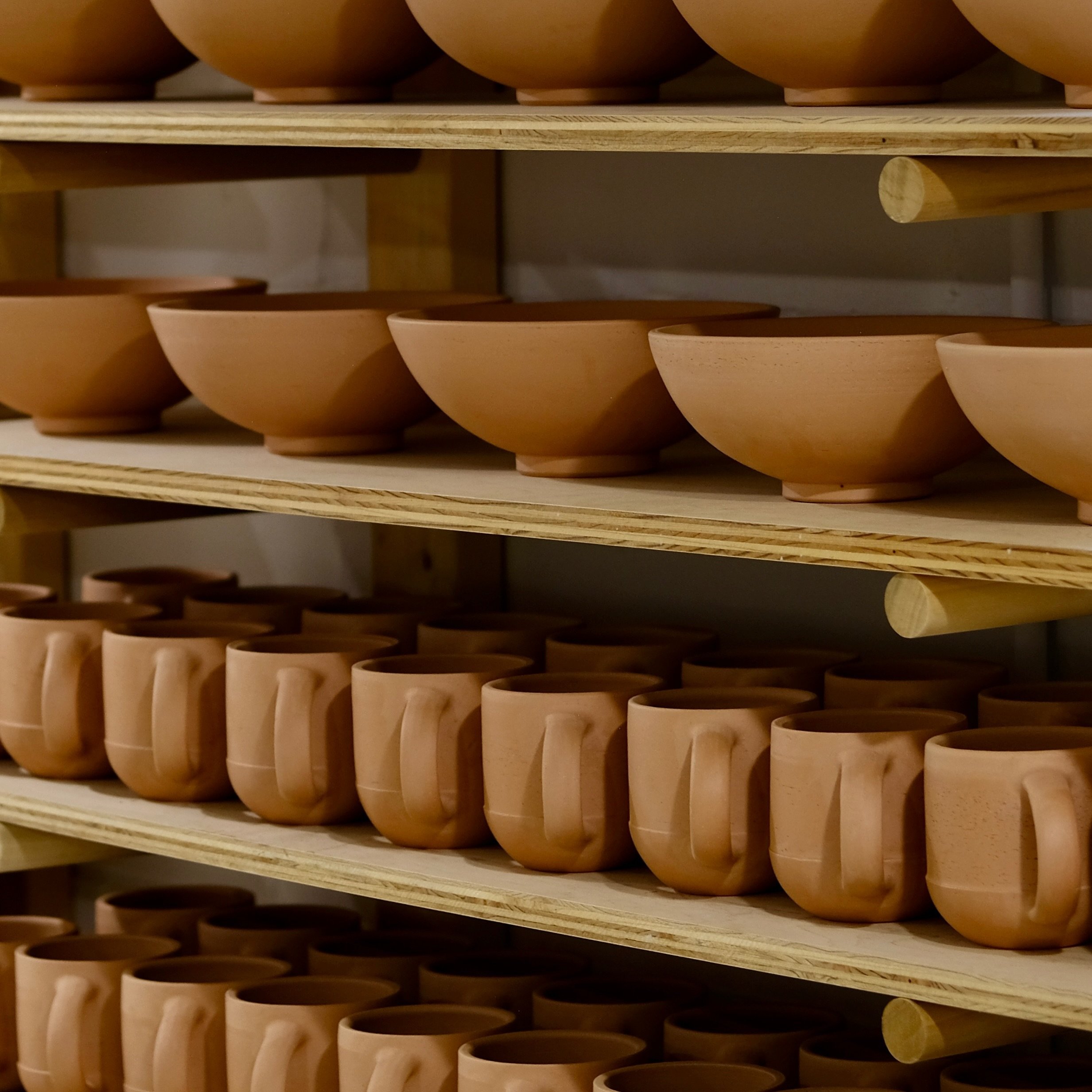 These pots are all lined up for a little glaze bath, because it&rsquo;s time for a SHOP UPDATE! Mark your calendars for next Saturday, April 27 at 12pm central time. 

There will be all the classic characters: mugs, ramen bowls, pinch bowls, and mixi