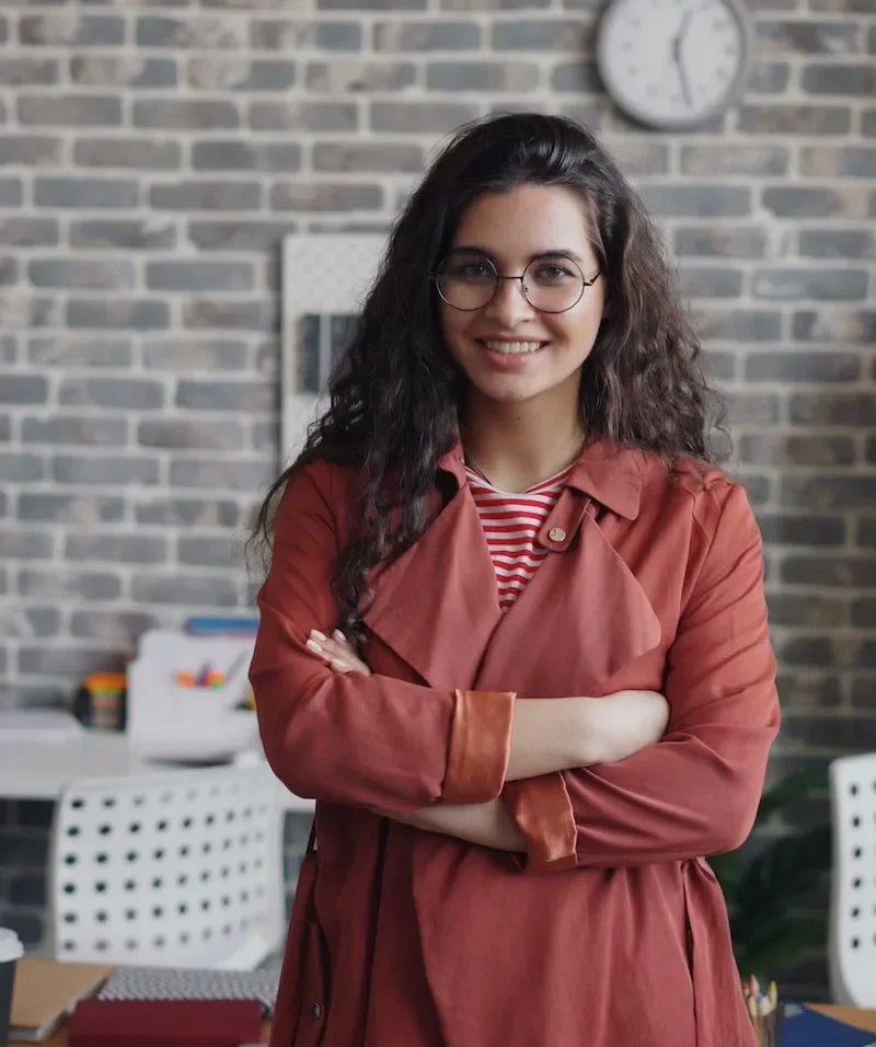 woman looking confident in office