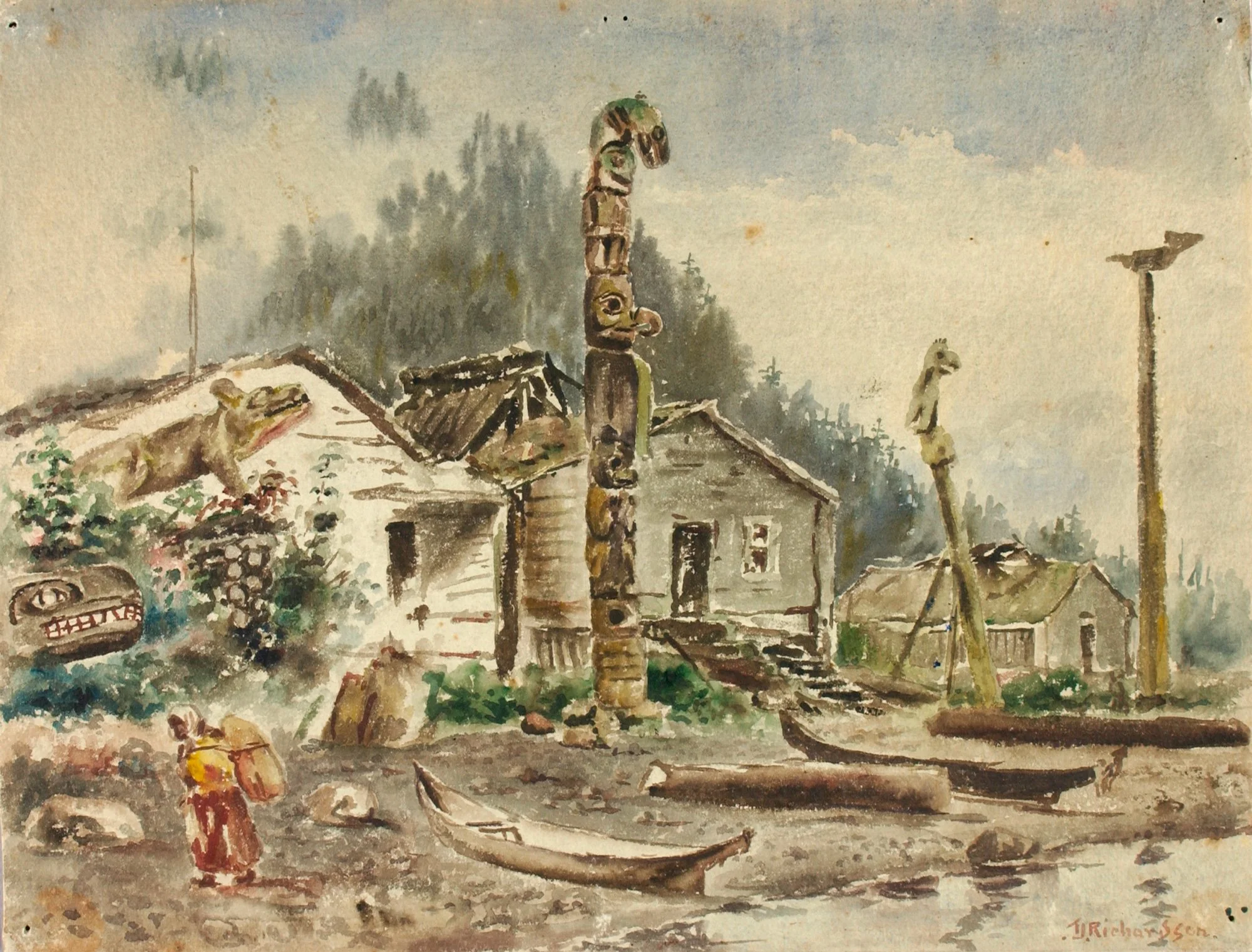 image credit: Theodore J. Richardson, View of Wrangell, Alaska, in 1884,    Smithsonian American Art Museum   , Gift of Mrs. Theodore J. Richardson, 1985.66.326,786. Free to use, public domain.