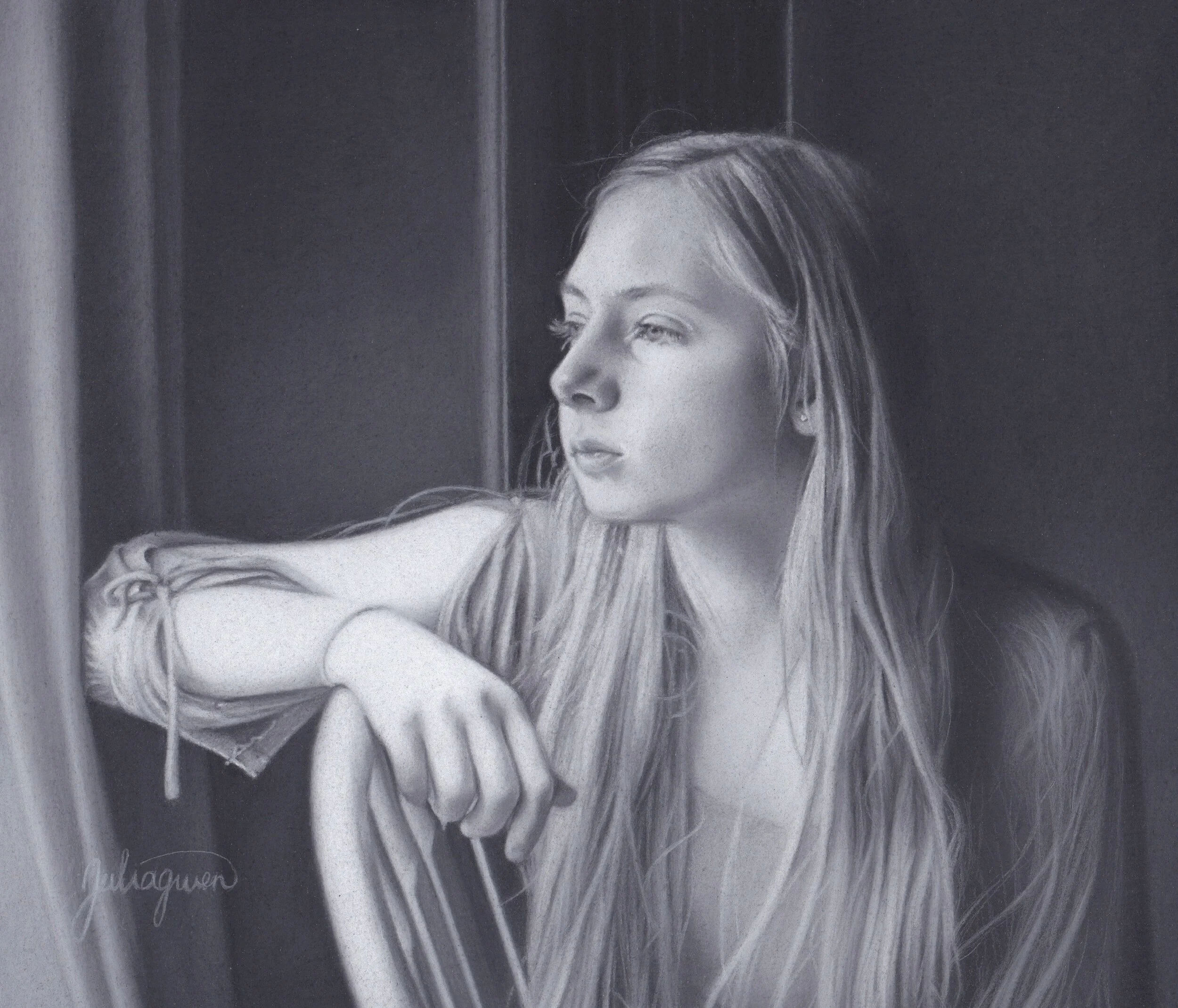 "Self Portrait at Seventeen" 8x10 in. Charcoal (2021)