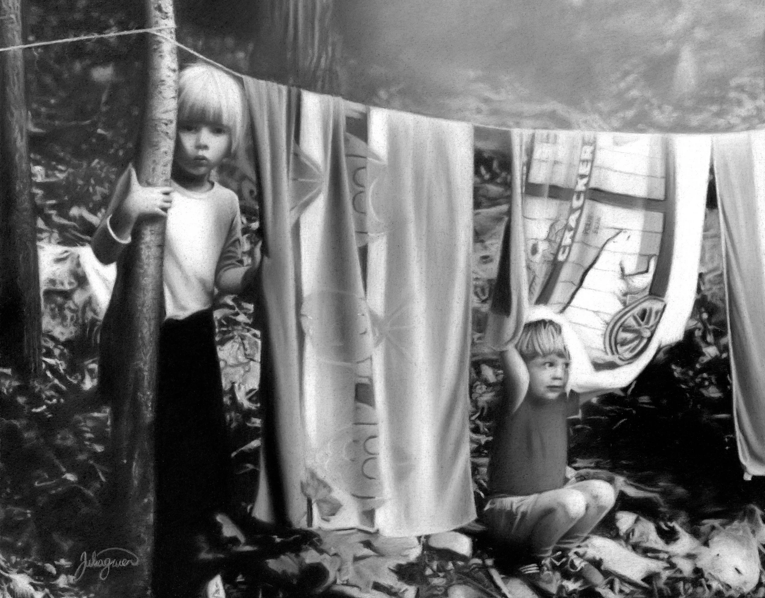 "The Hideout" 8x10in. Charcoal (2021) (sold)