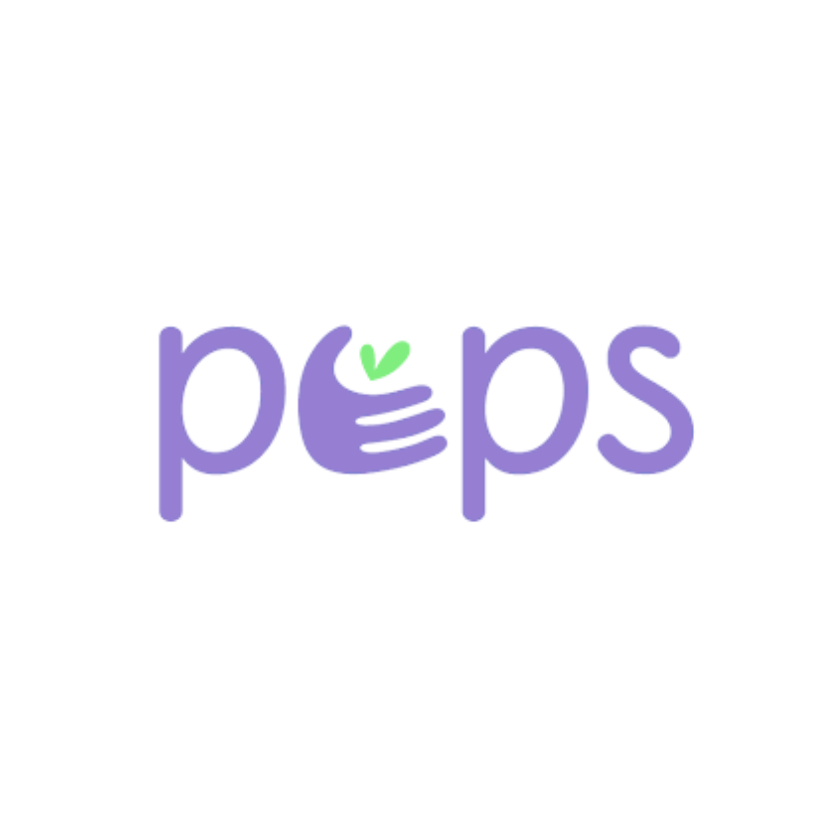 Logo with the letters PEPS where the E is an image of a hand