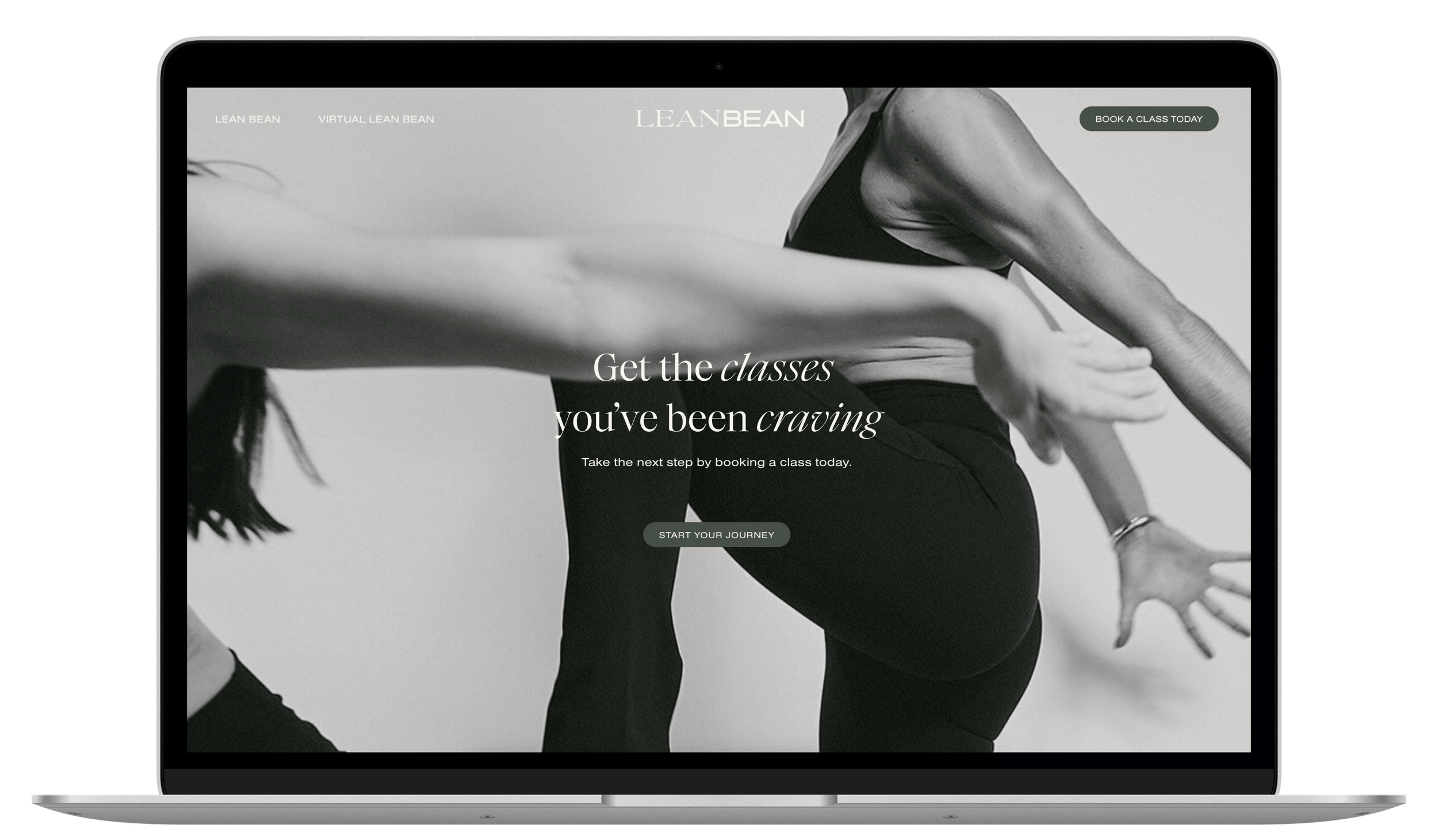 Computer mockup that says get the classes you've been craving.