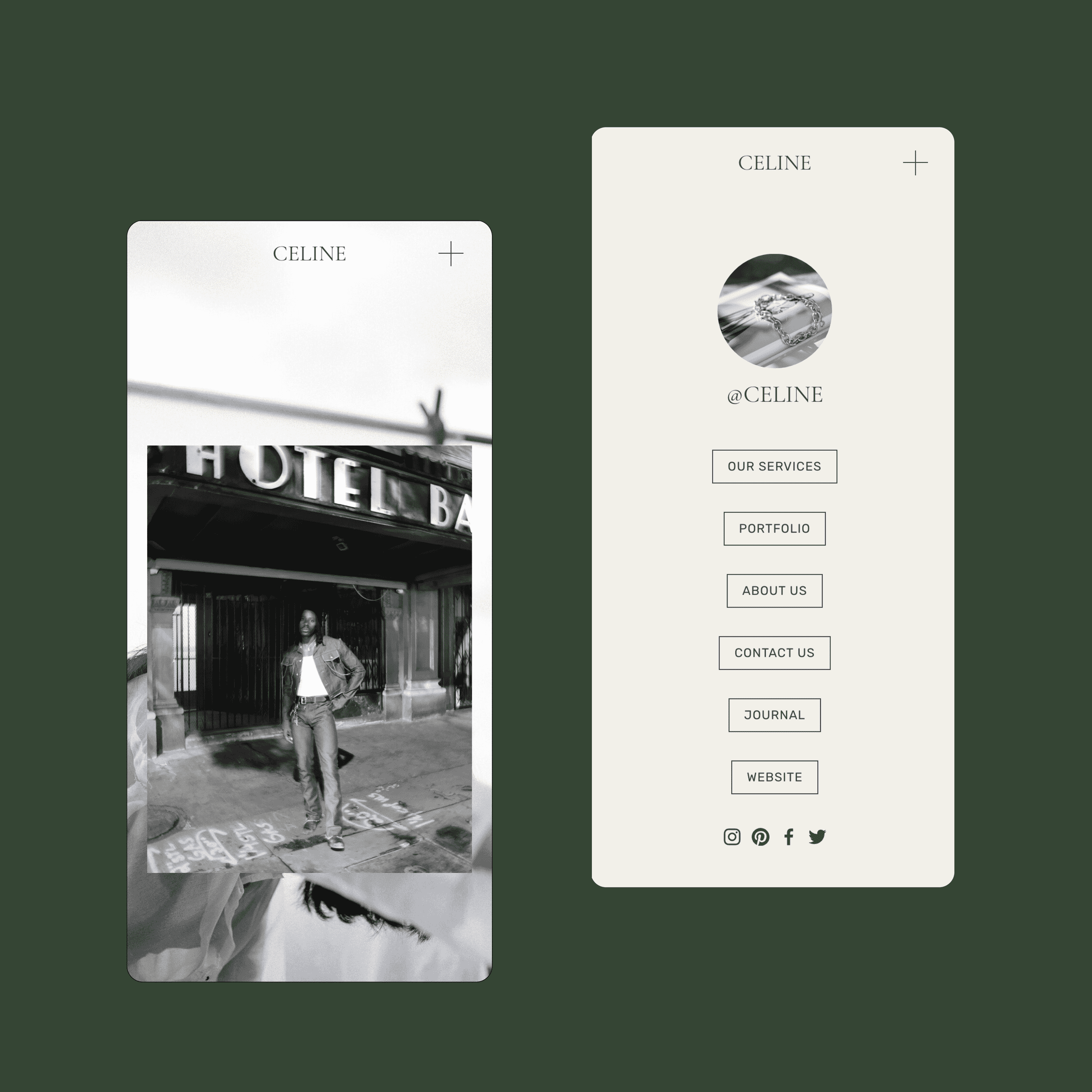 Mobile mockups of the Celine template