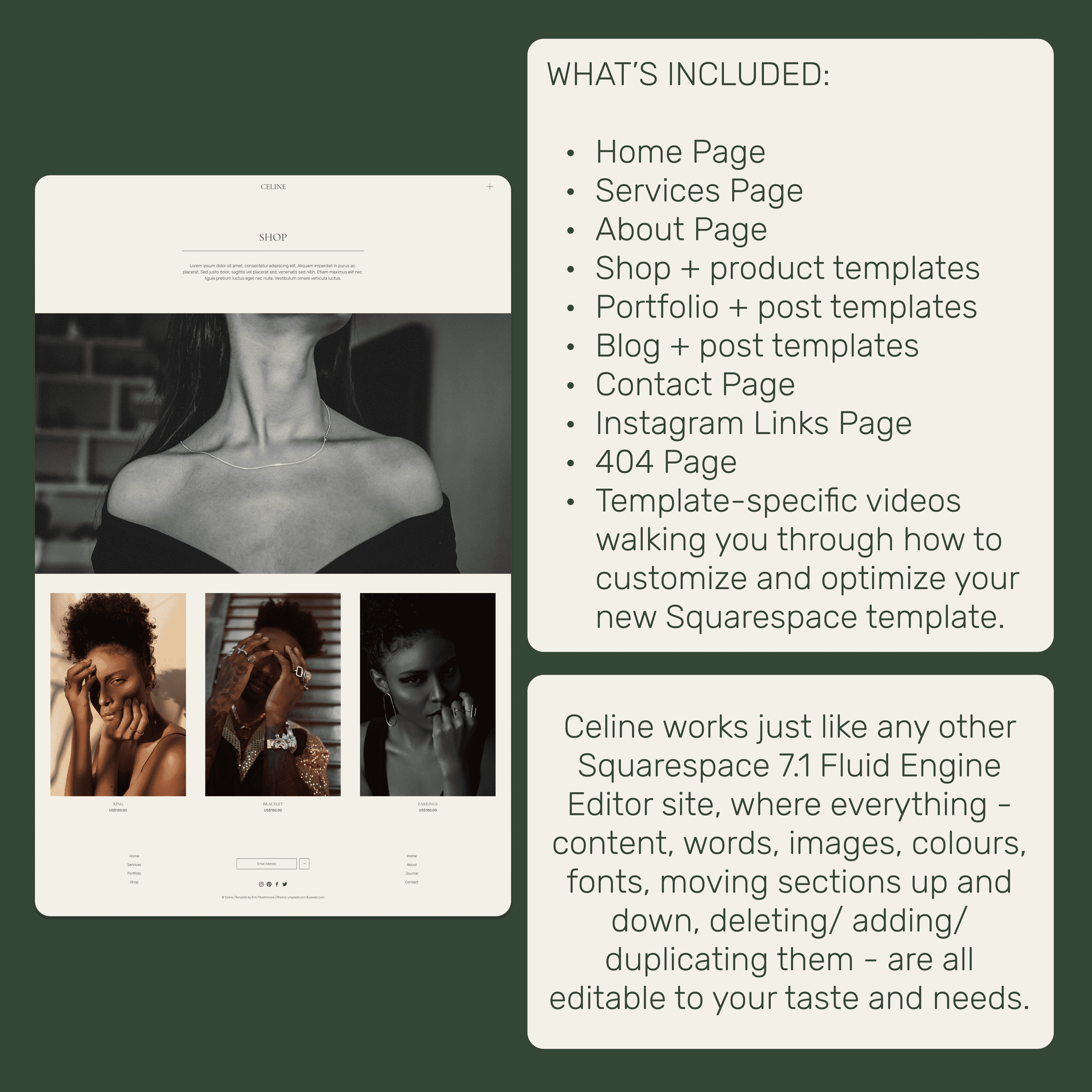 Computer mockup of the Celine template