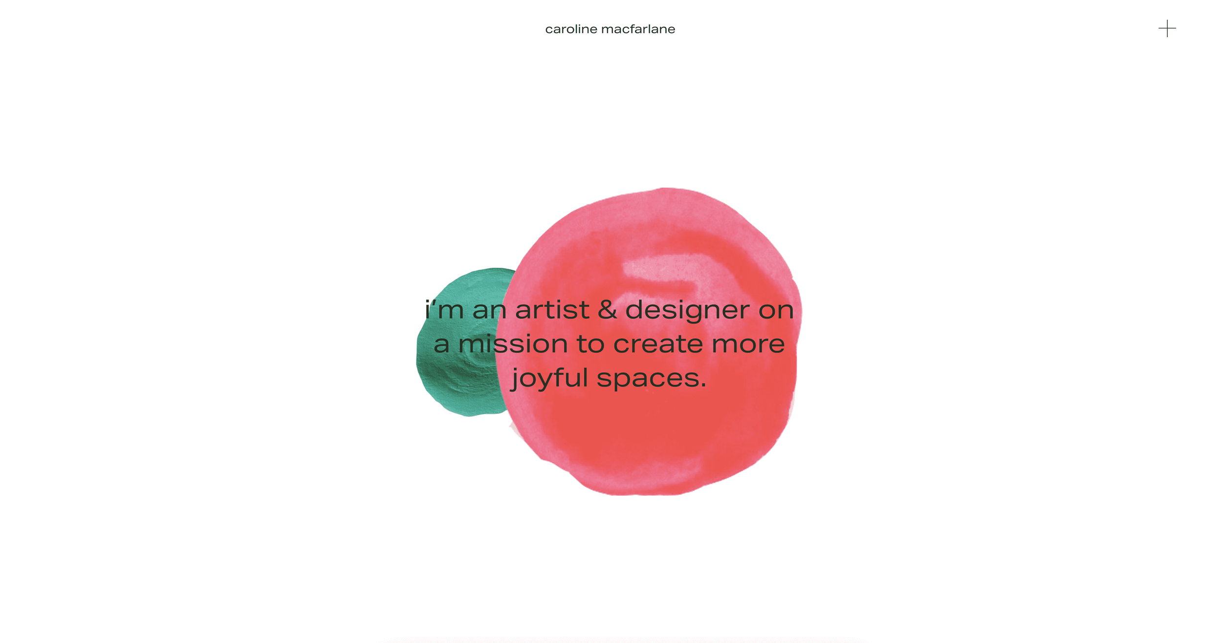 The homepage first section of the Colour Connects website that says "I'm an artist & designer on a mission to create more joyful spaces."