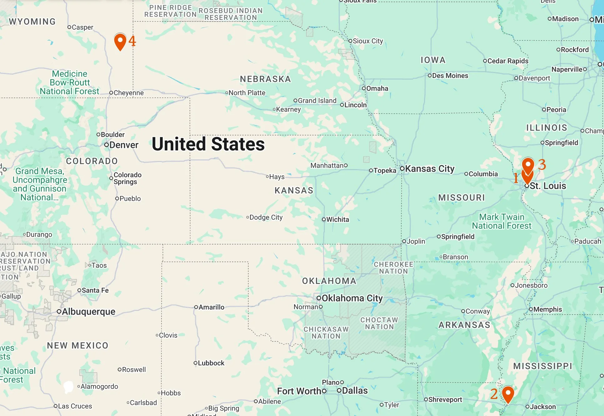 Map of locations in the story