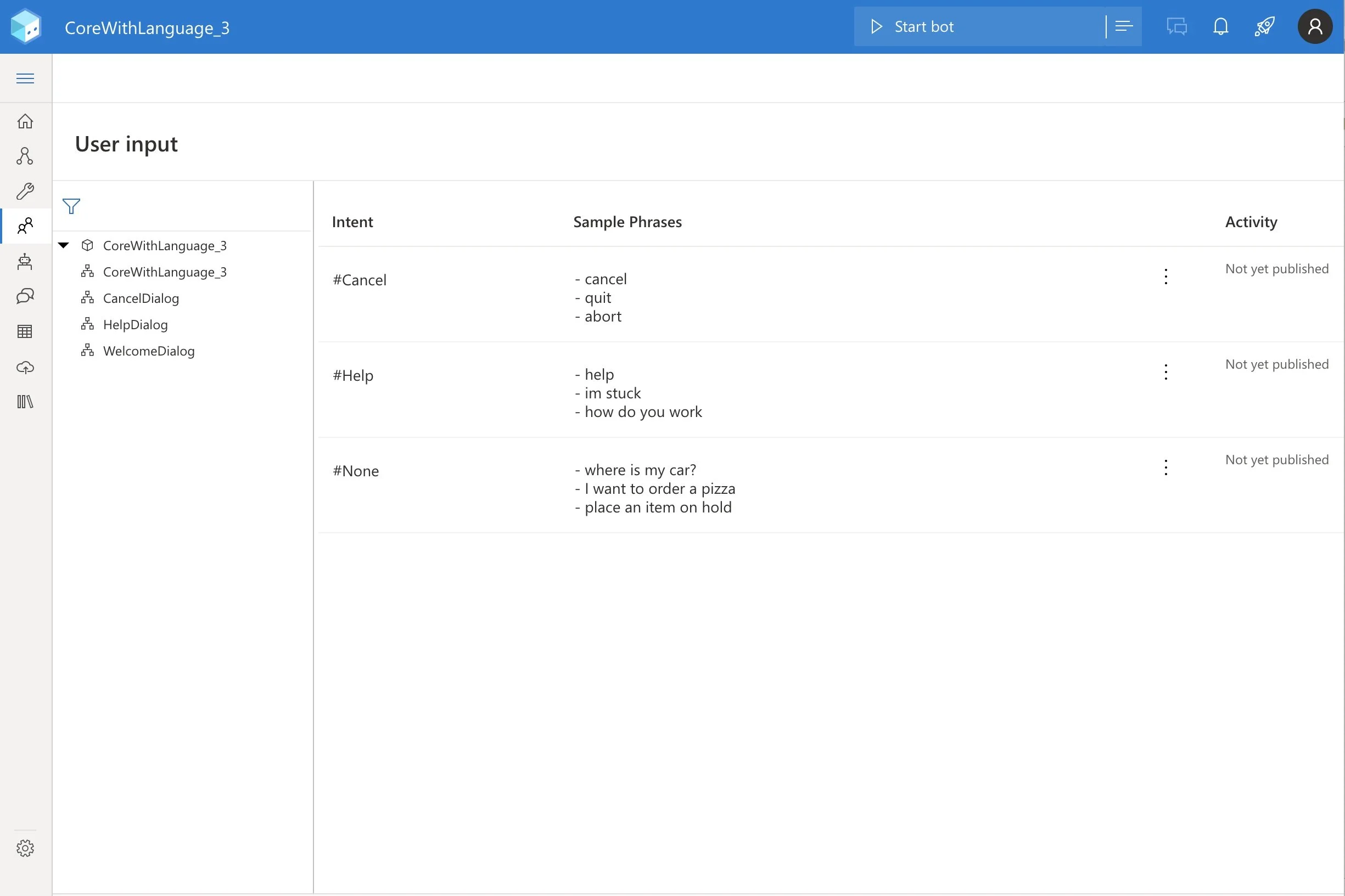 User input (Language Undestanding)