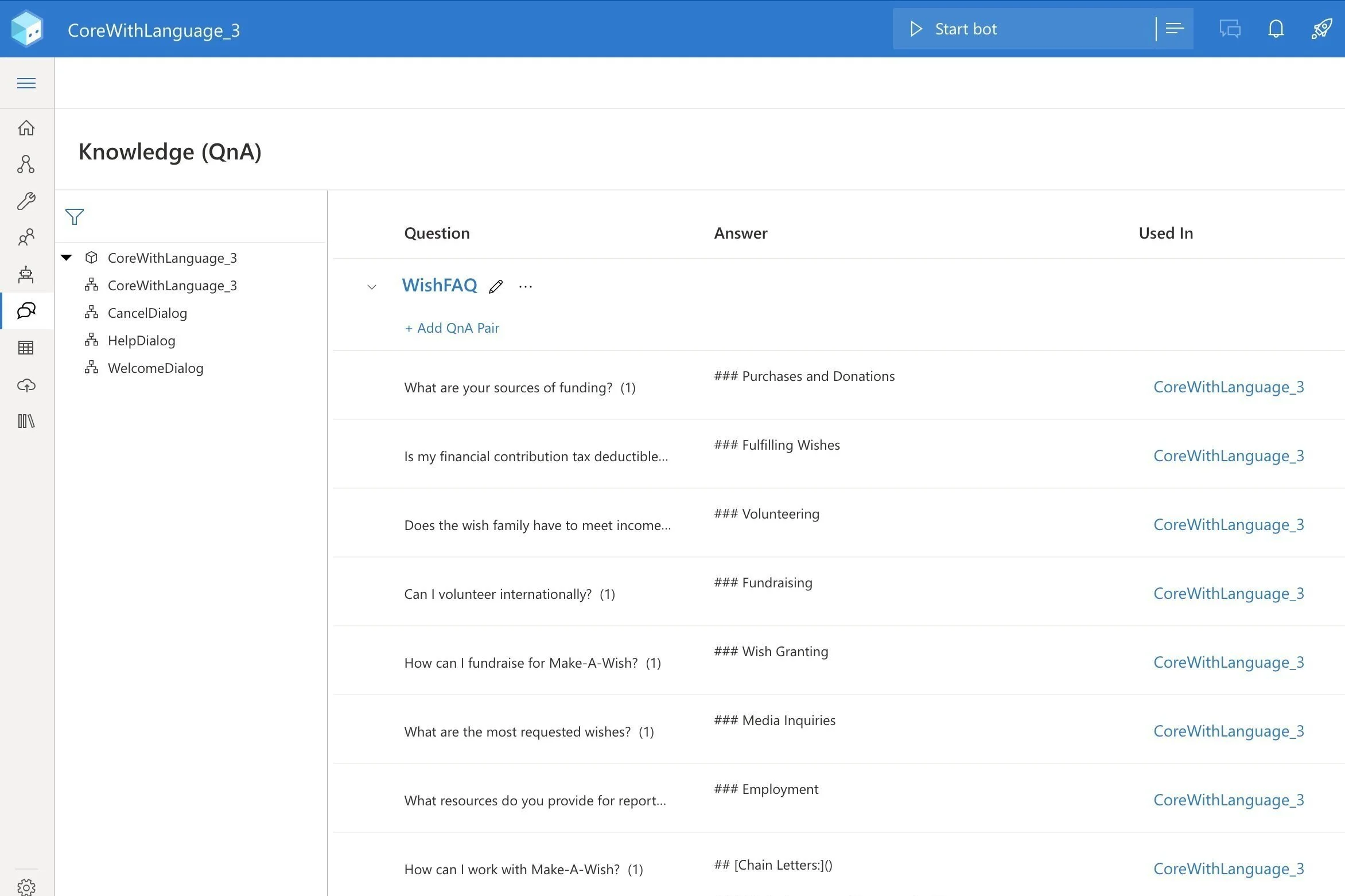 Knowledge base (QnA Maker)