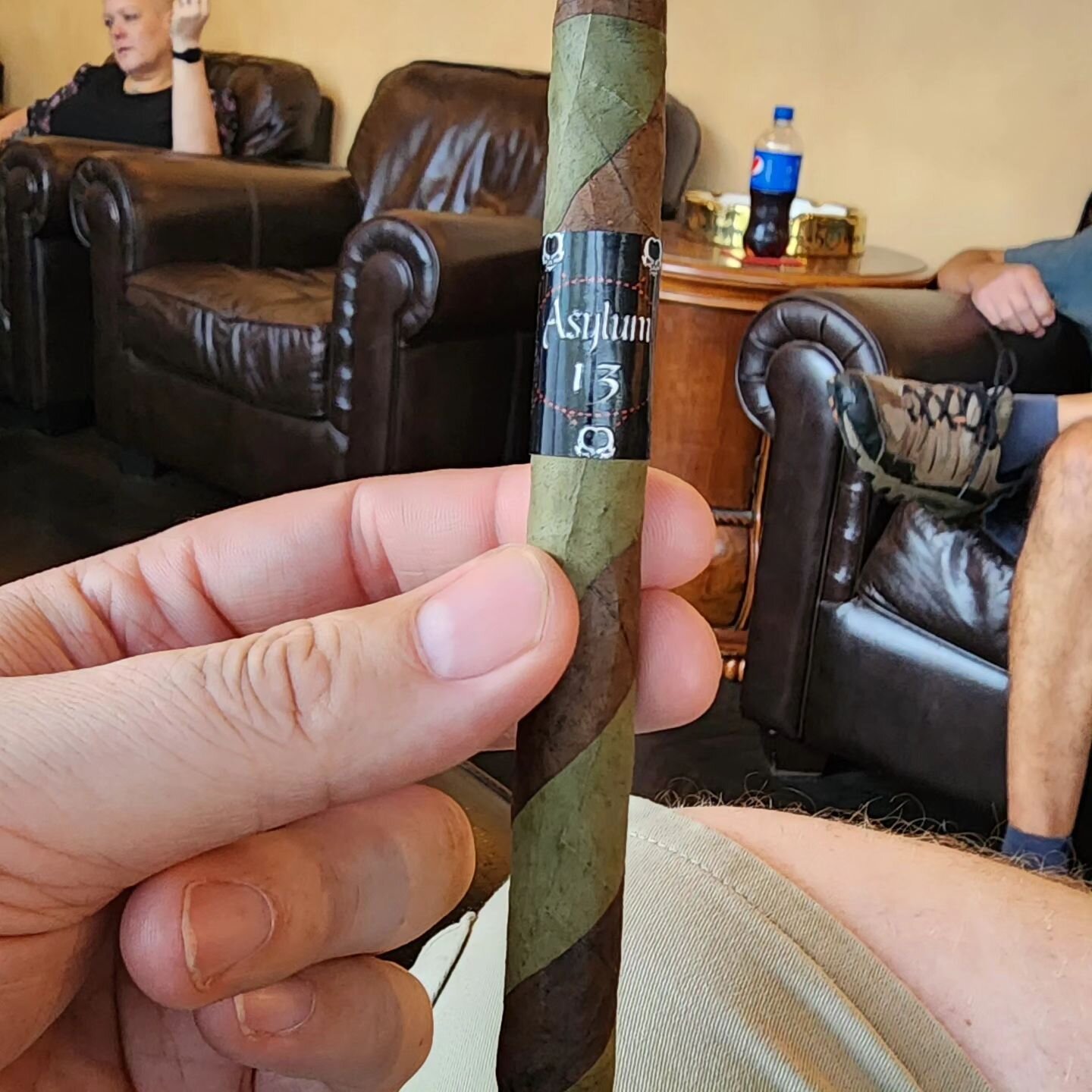 When in Rome smoke something new.  Hanging out in my favorite spot in Longmont, CO. Smoking an Asylum  13 Barber Pole Lancero.