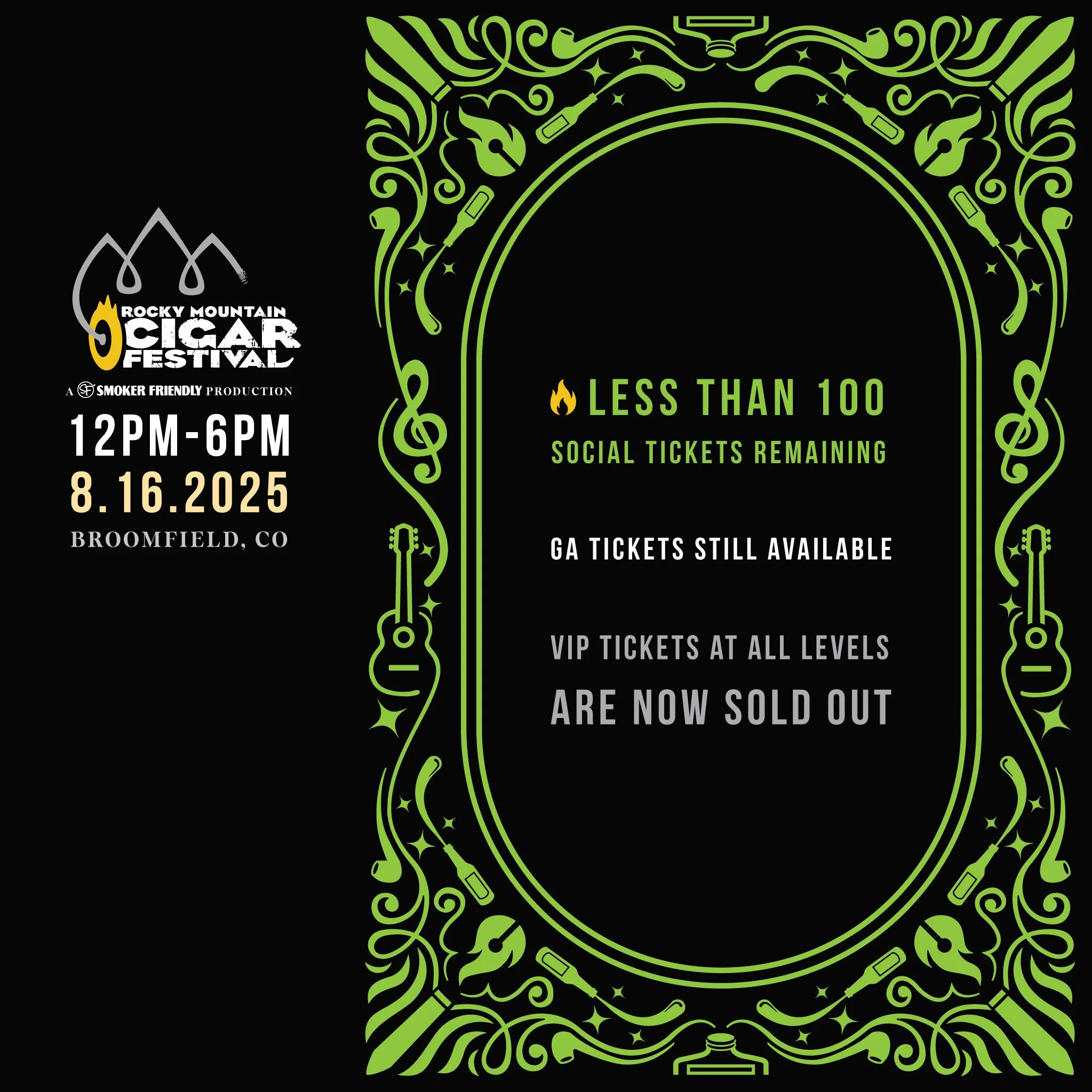 Did you get your tickets?  Tell us the level you were able to get.  If you didn't, there are still a few General Admission tickets available.  Go to the Rocky Mountain Cigar Festival website to pick them up before they are gone!  Join the Beyond the 