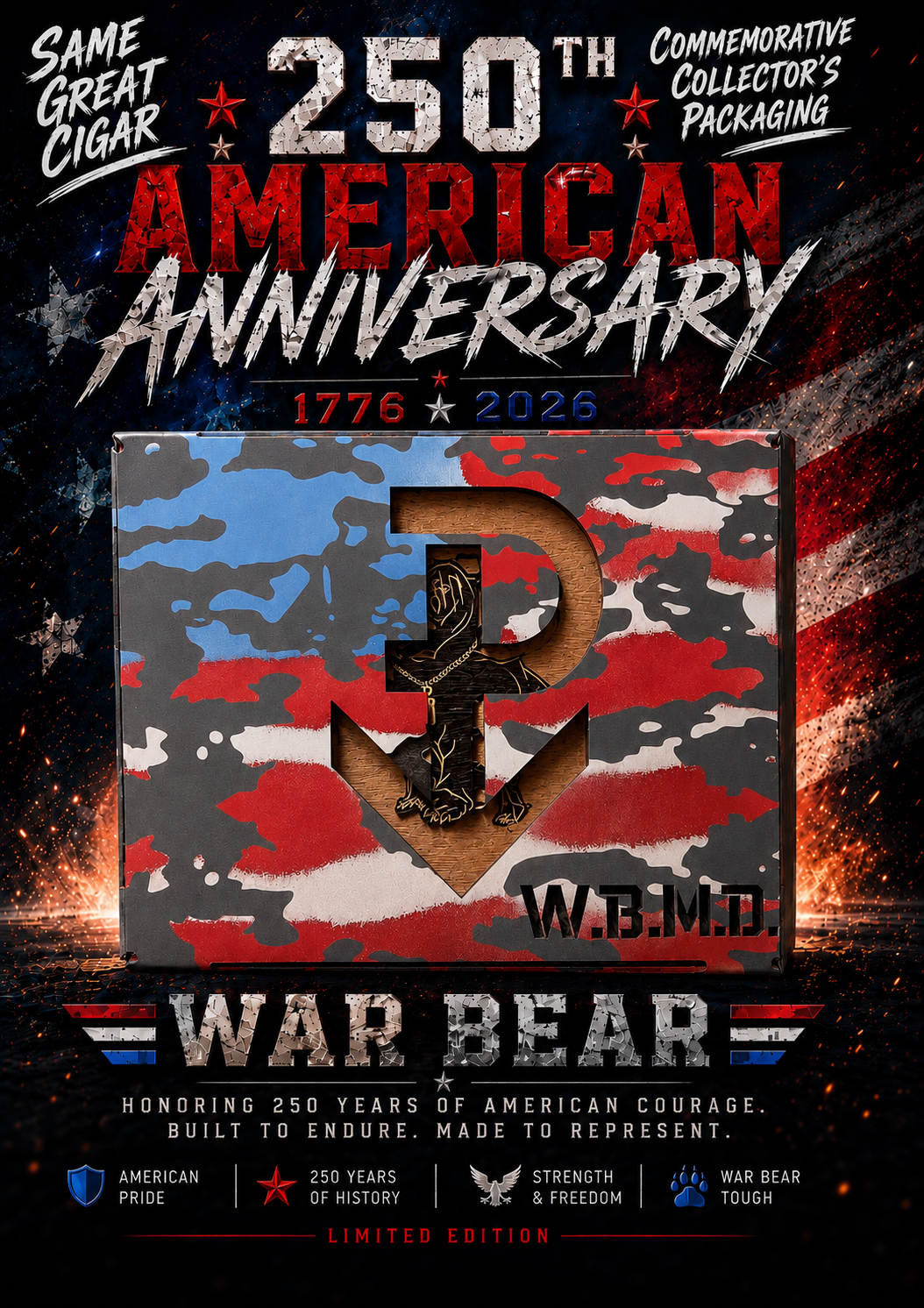 POWSTANIE CIGARS ANNOUNCES THE 250TH AMERICAN ANNIVERSARY WAR BEAR