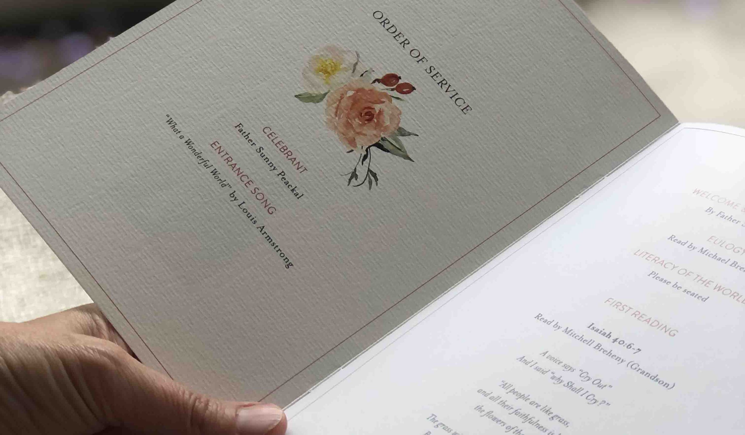 Funeral Order of Service Card