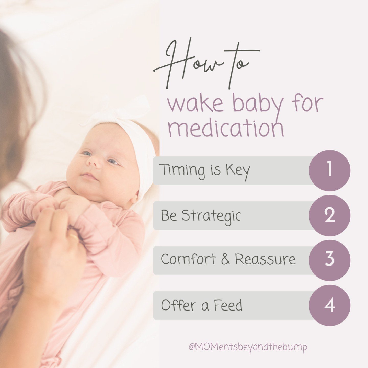💊Let's chat about a scenario a lot of my clients face... waking baby up for medications throughout the night. 

Whether it's for a fever, reflux, or any other medical need, interrupting your little one's precious sleep can be challenging. But fear n