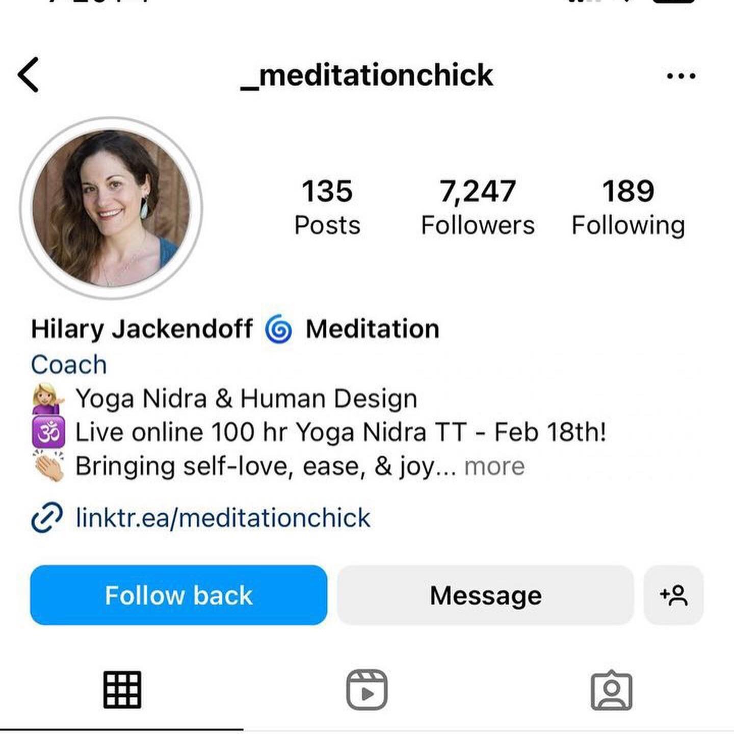 My account is @meditationchick - has been since 2010. I don&rsquo;t need no stinkin underscores!!! 🙅🏼&zwj;♀️ 

Folks, I would never slide into your inbox to solicit readings. 😂🤮 I have VERY limited availability for readings and I am invitation on