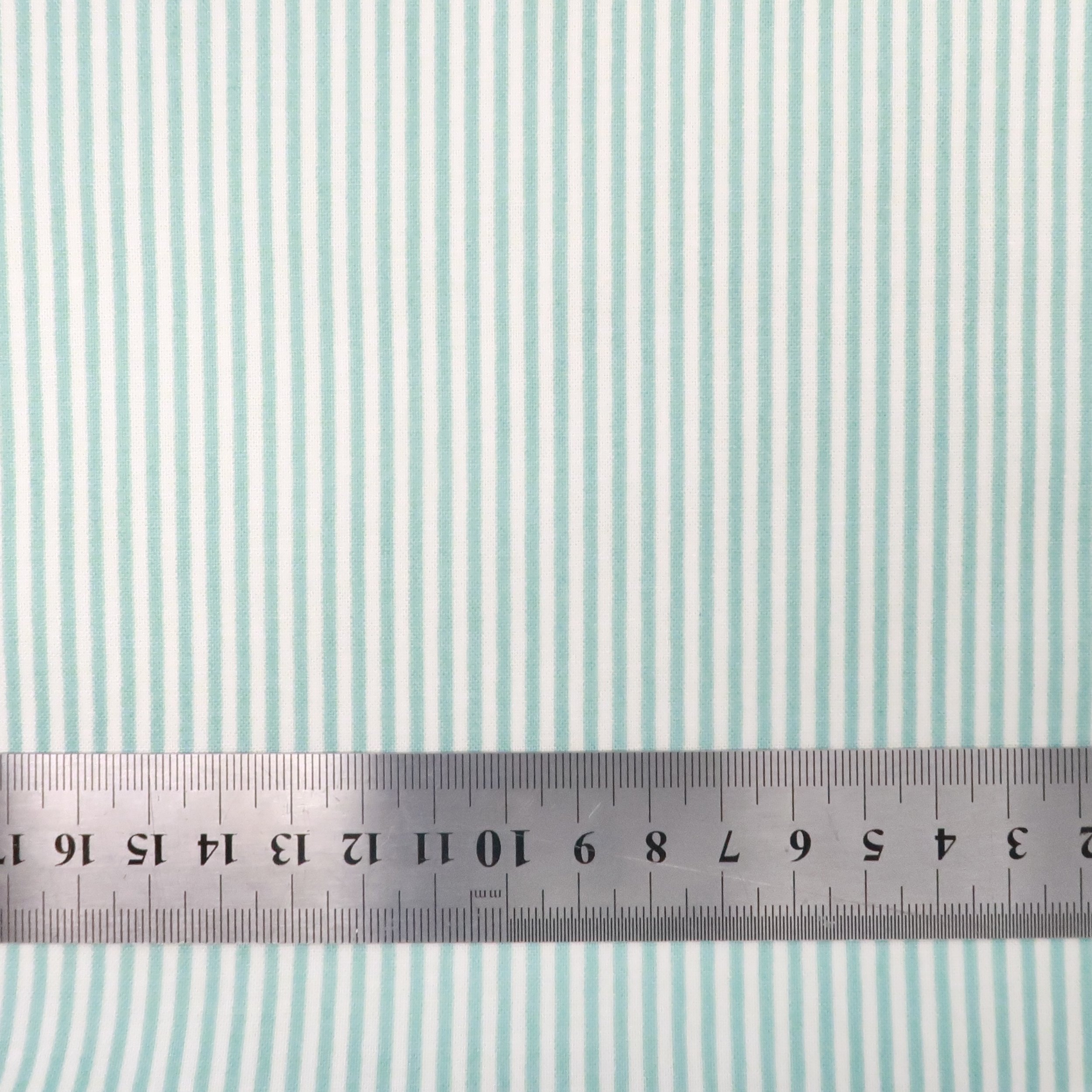 Aqua on white stripe fabric