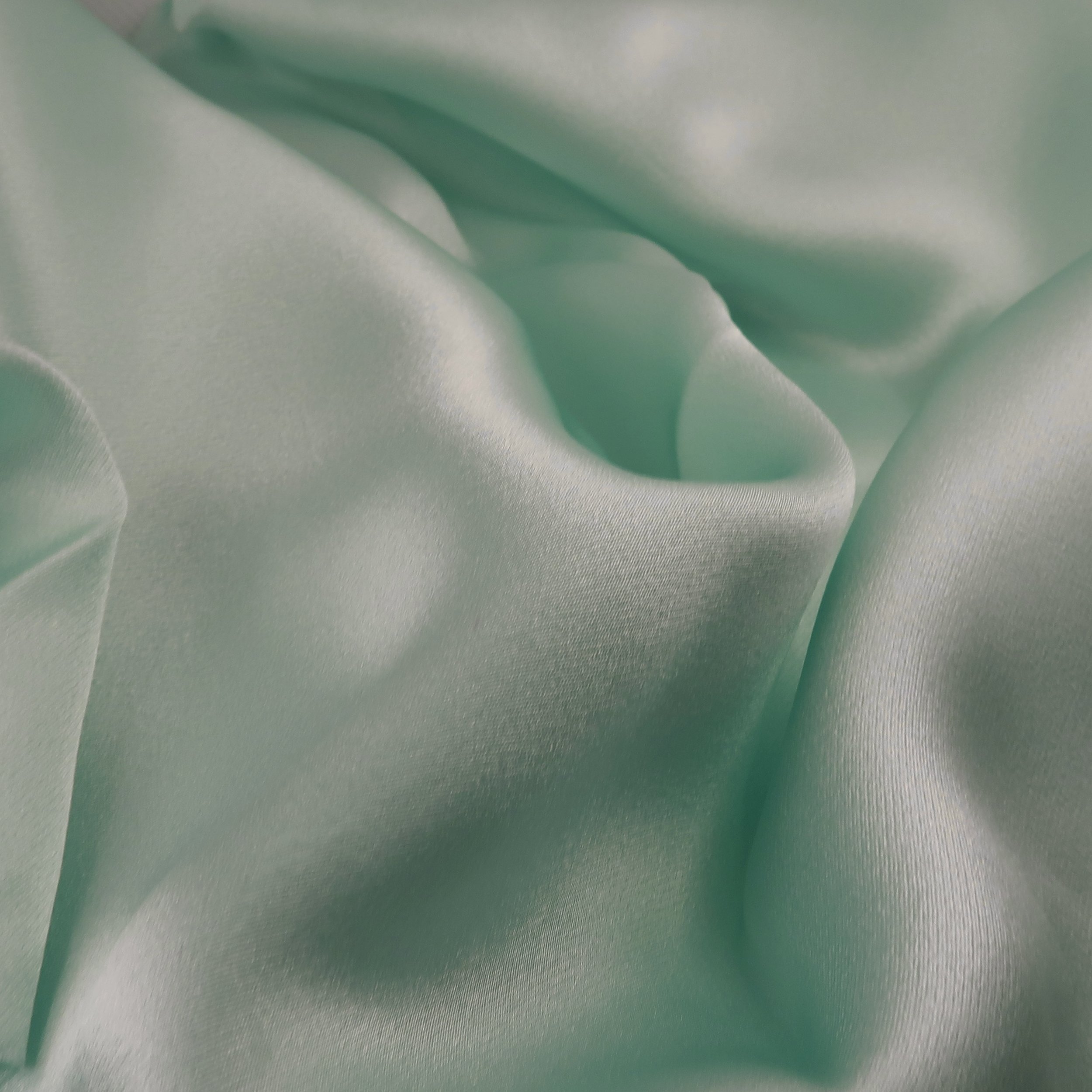 Mint green silk satin fabric