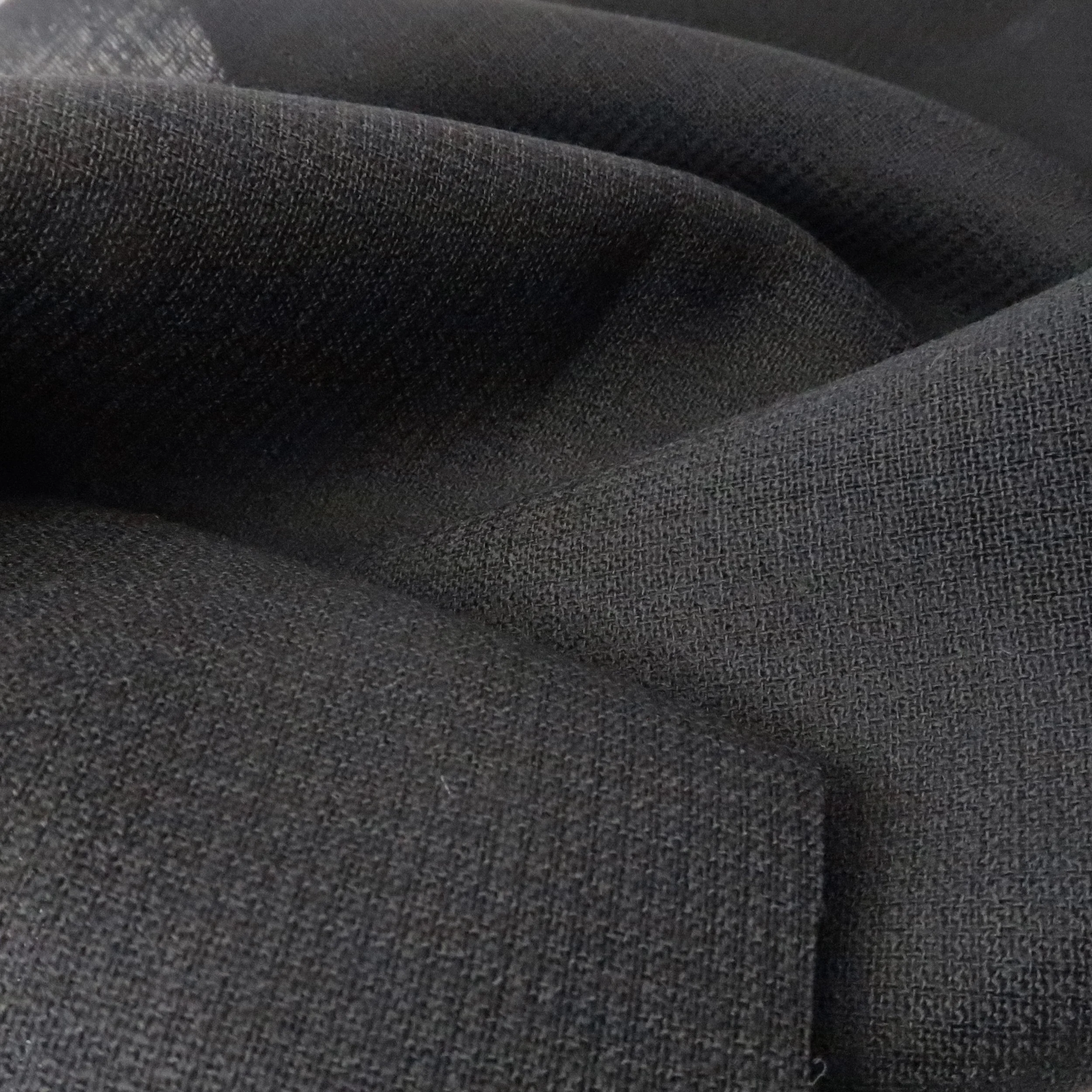Black wool blend suiting fabric