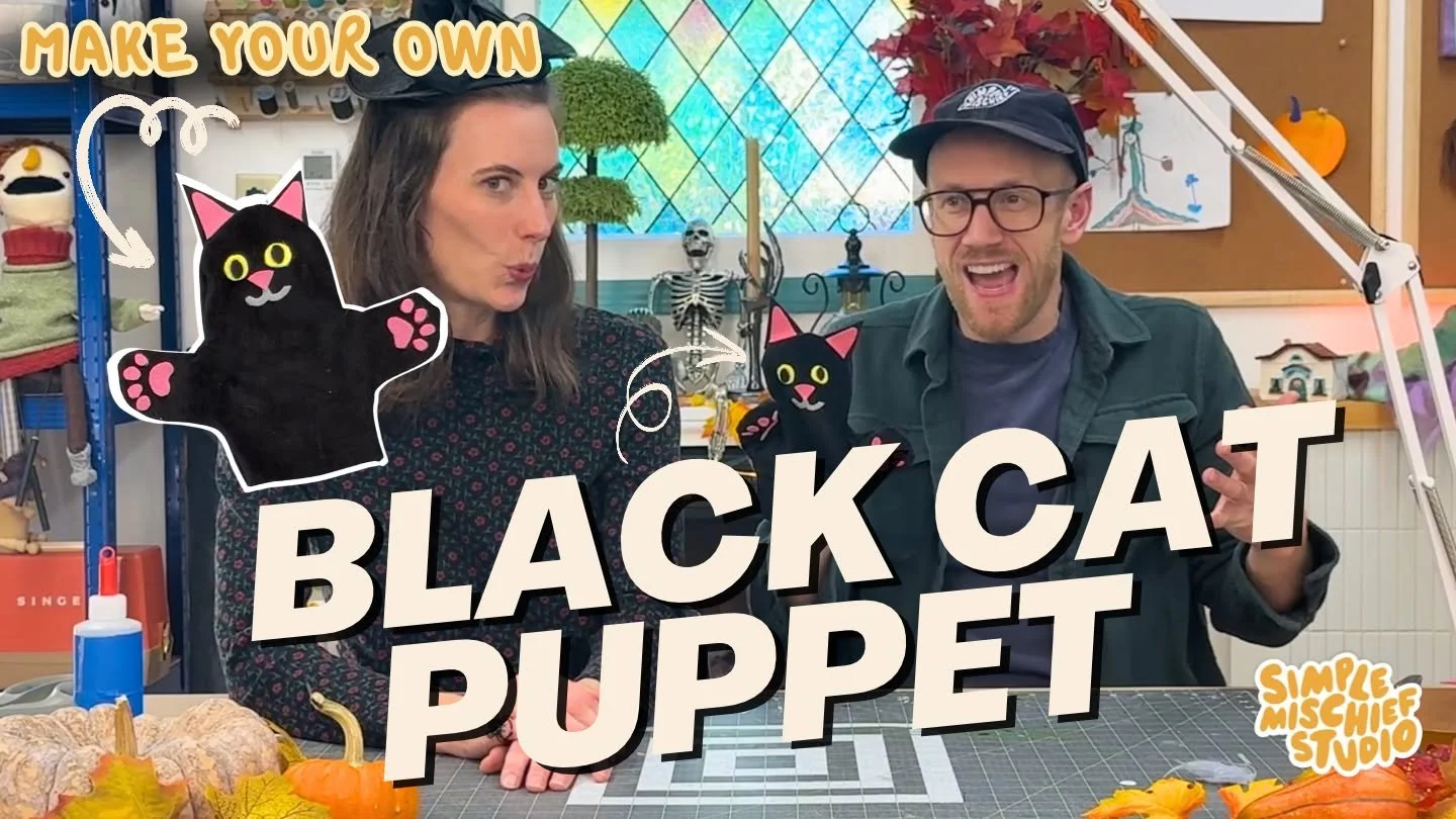 Need another last-minute Halloween puppet craft?! Don't worry, we've got one for you, and it uses the same pattern as our ghost puppet! Two crafts in one - a Halloween treat! 🎃👻🐈&zwj;⬛ 
Don't worry, Grace keeps it together in this one, but our mag